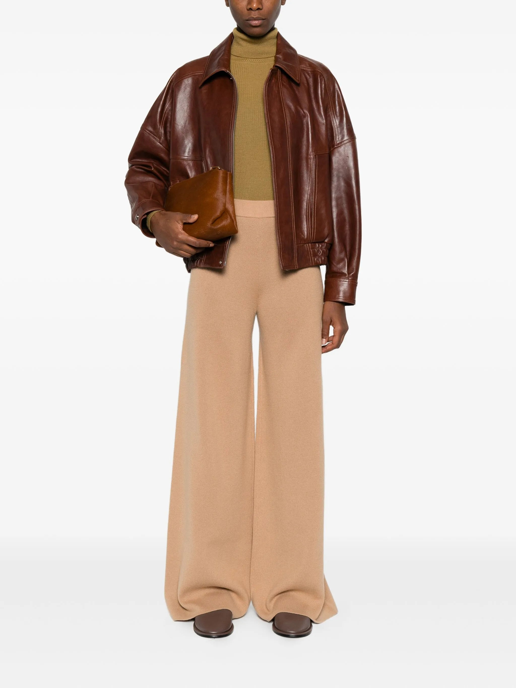knitted ribbed-waist trousers - 2
