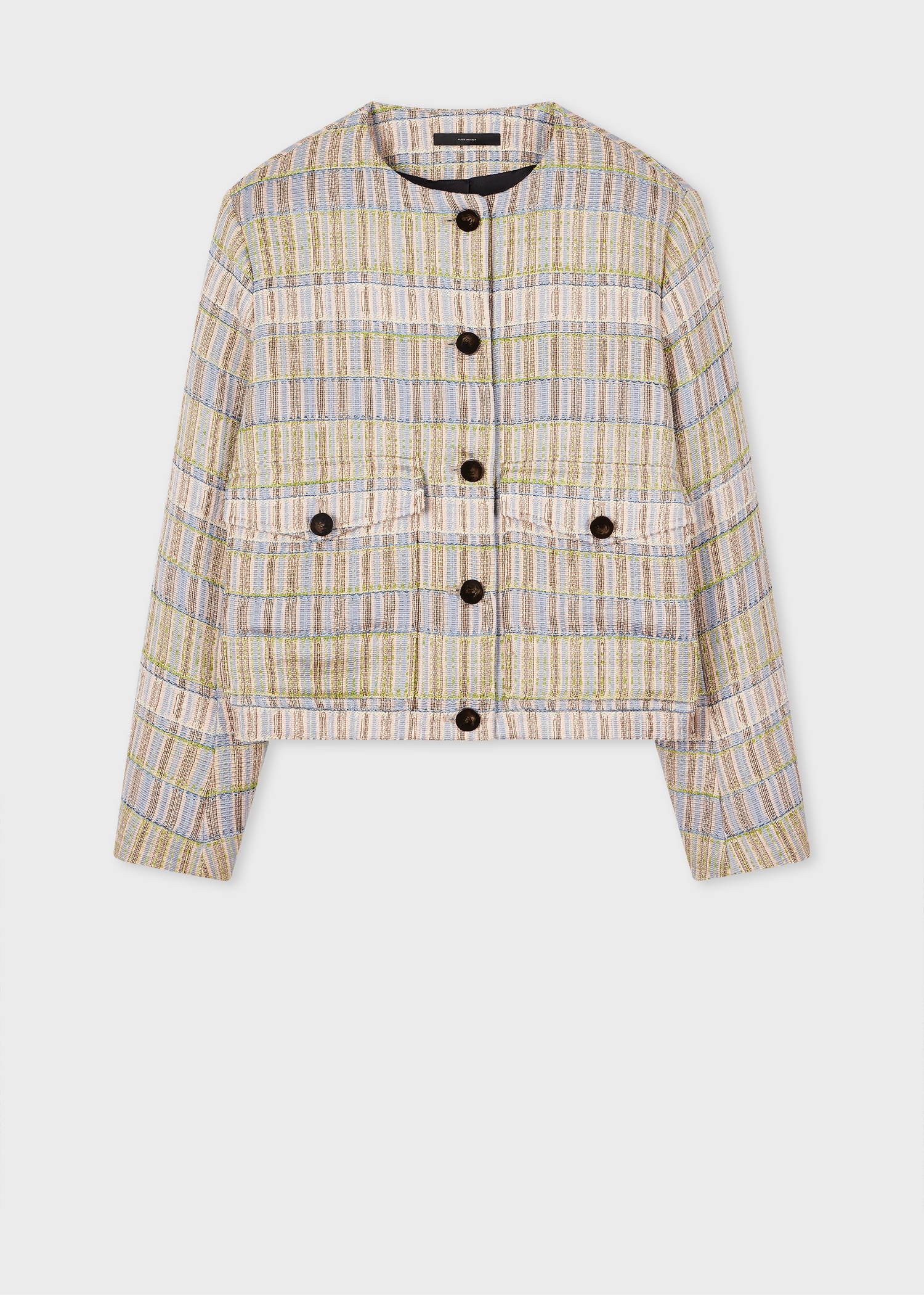 Women's Cotton-Blend Tweed Collarless Jacket - 1
