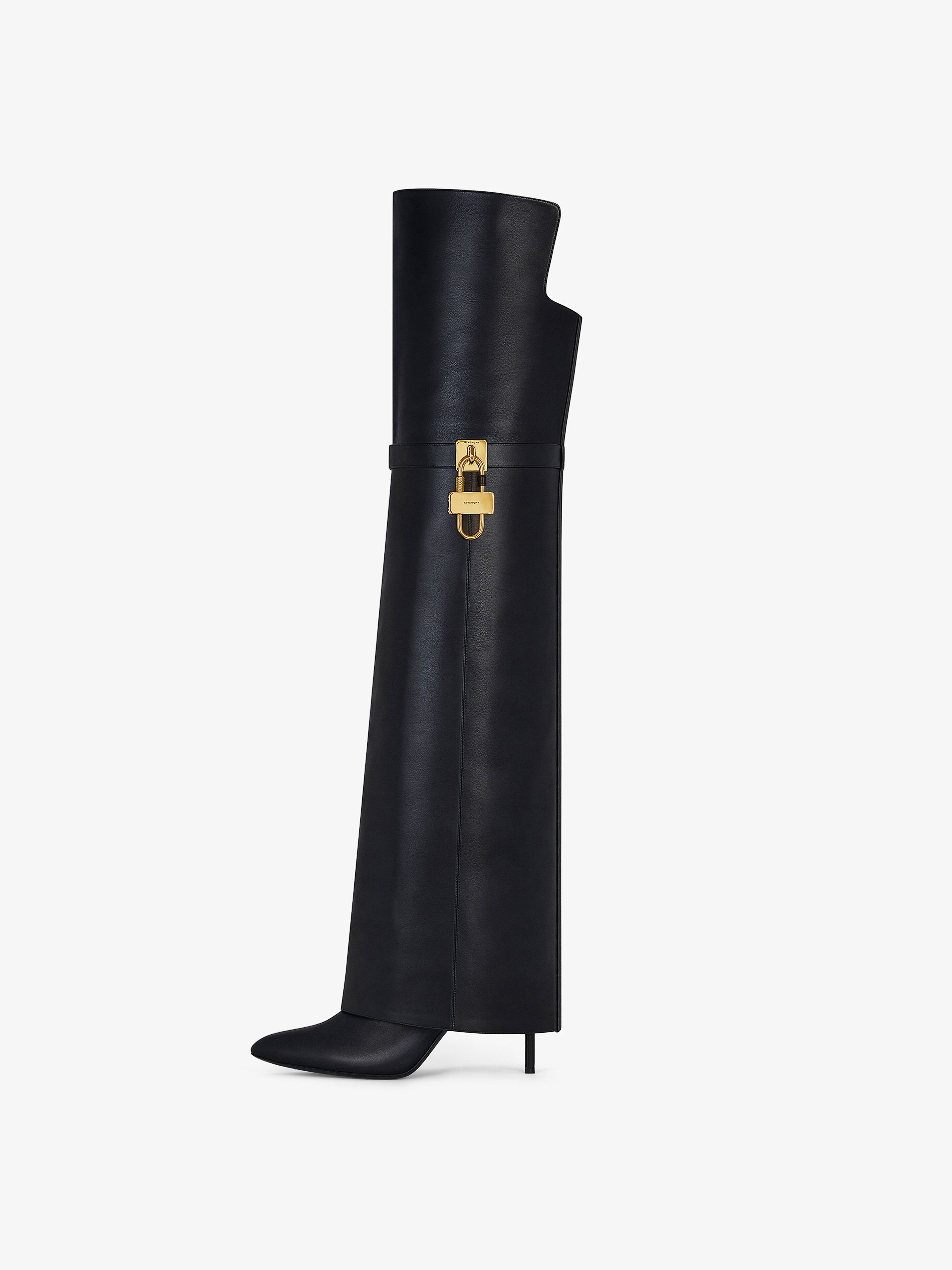 SHARK LOCK STILETTO OVER-THE-KNEE BOOTS IN LEATHER - 4
