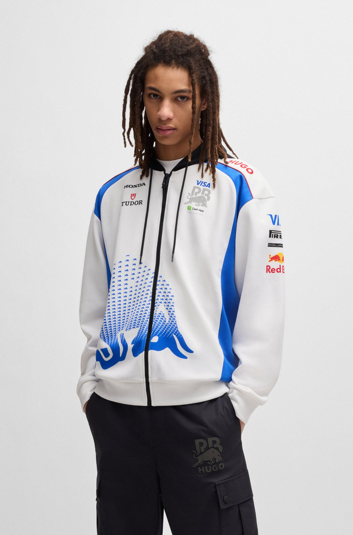 HUGO X VCARB ZIP-UP FANWEAR HOODIE WITH BULL MOTIF - 2