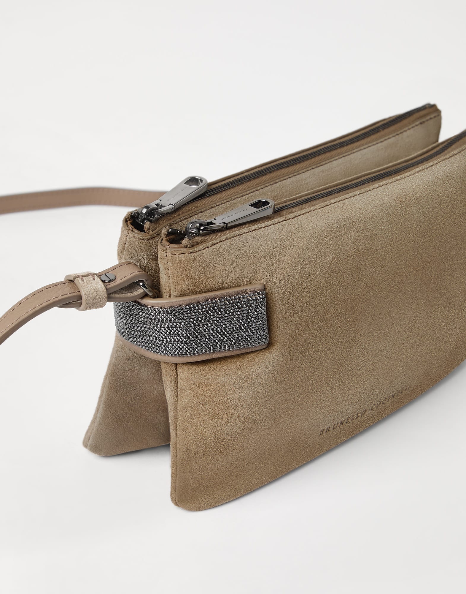 Essence mini shoulder bag in suede with precious bands - 3