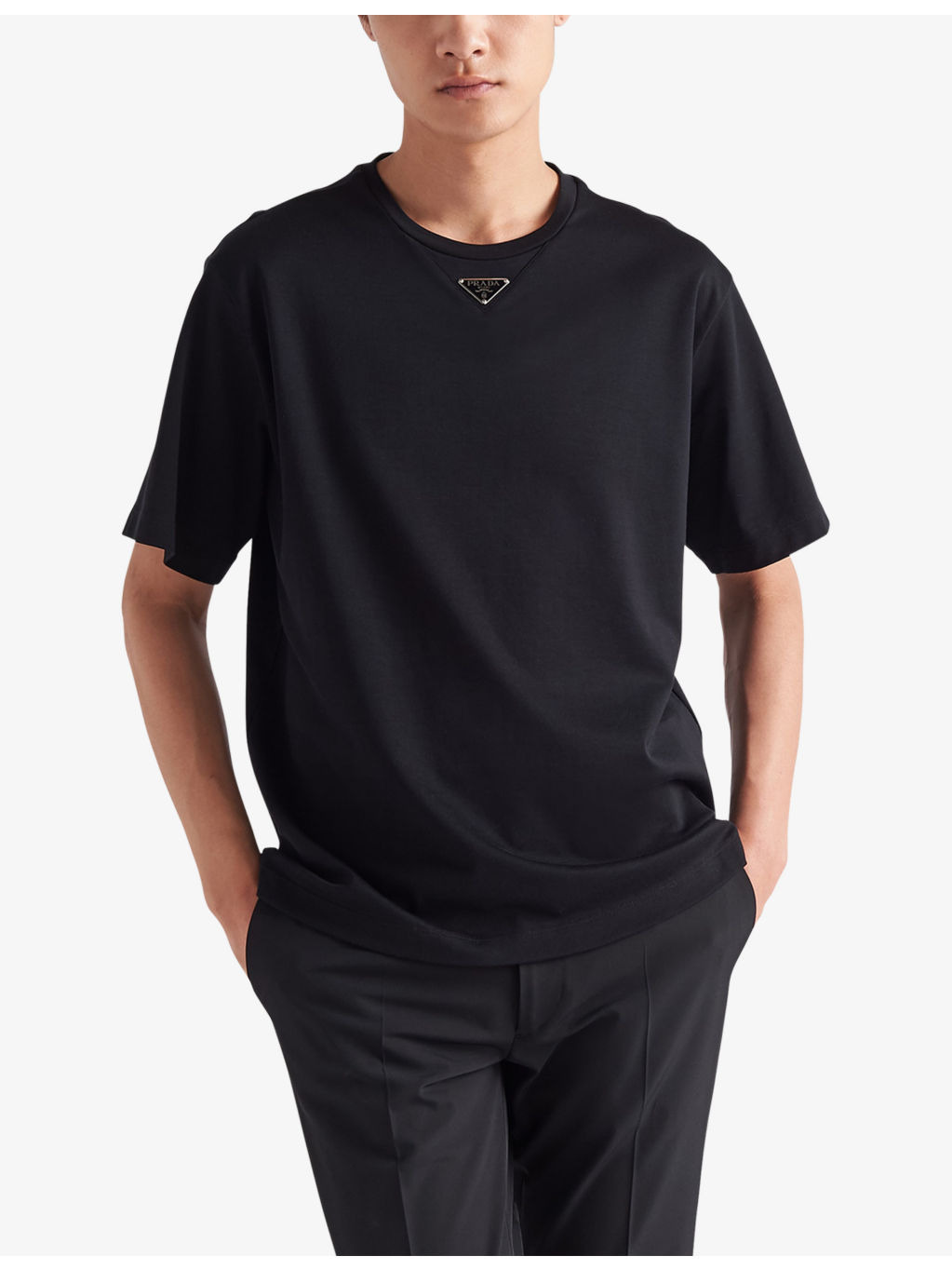 Short-sleeved logo-tab cotton-jersey T-shirt - 3