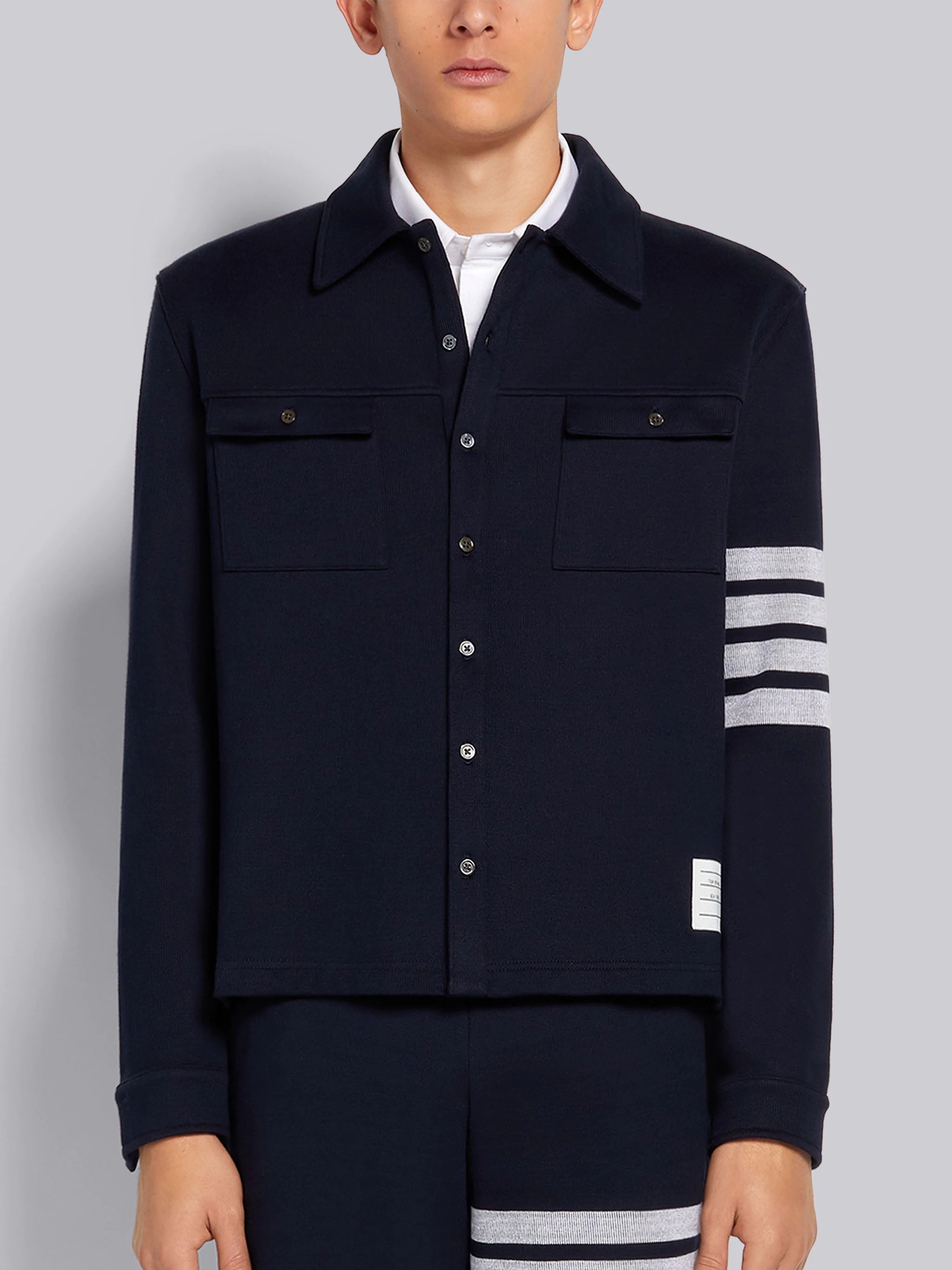 Thom Browne Navy 4-Bar Shirt Jacket