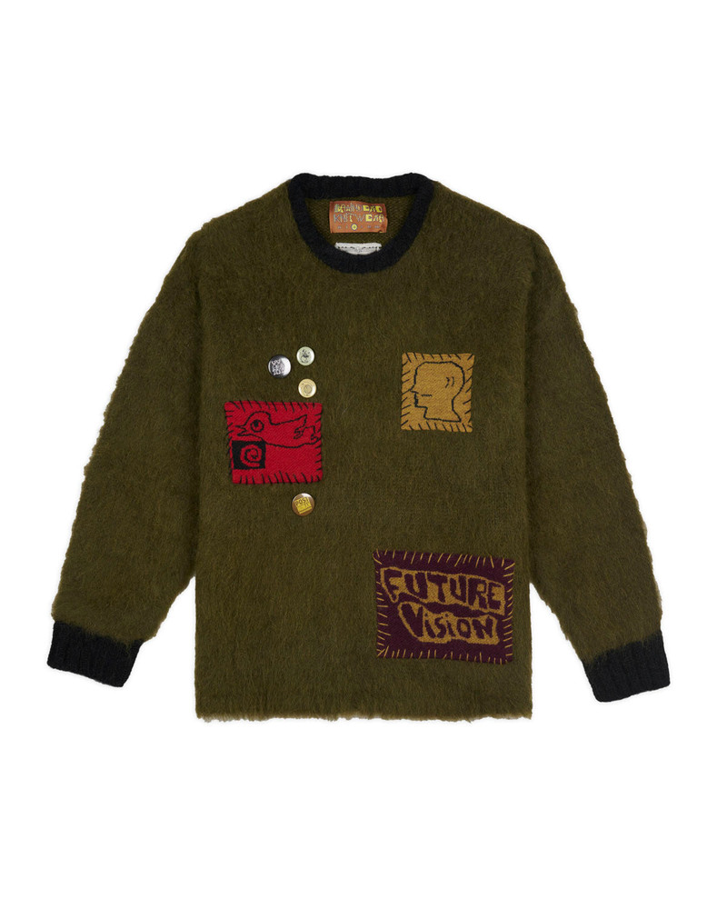 Future Vision Boxy Knit Sweater - Olive 1