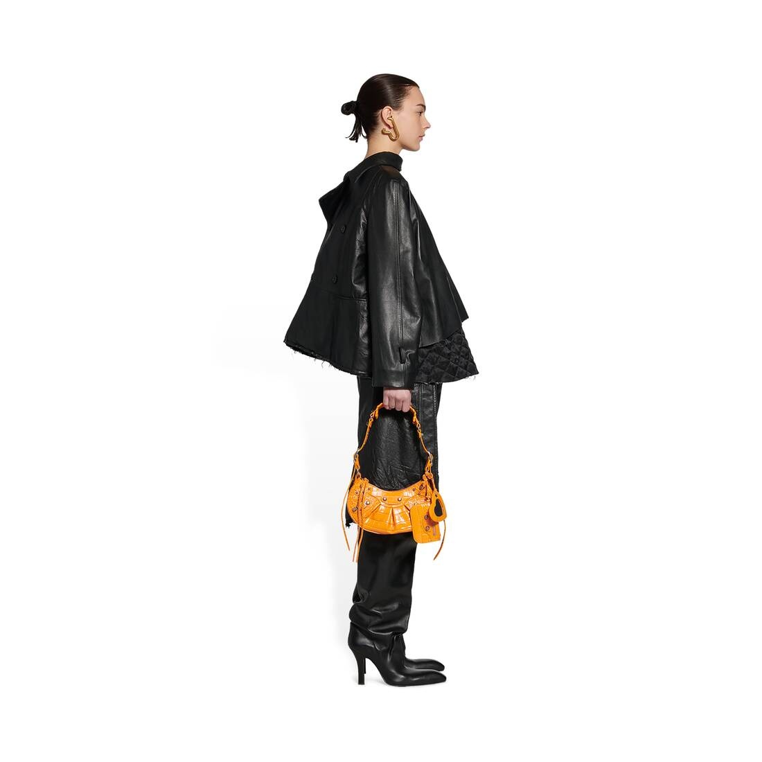 Women's Le Cagole Xs Shoulder Bag Crocodile Embossed  in Orange - 2
