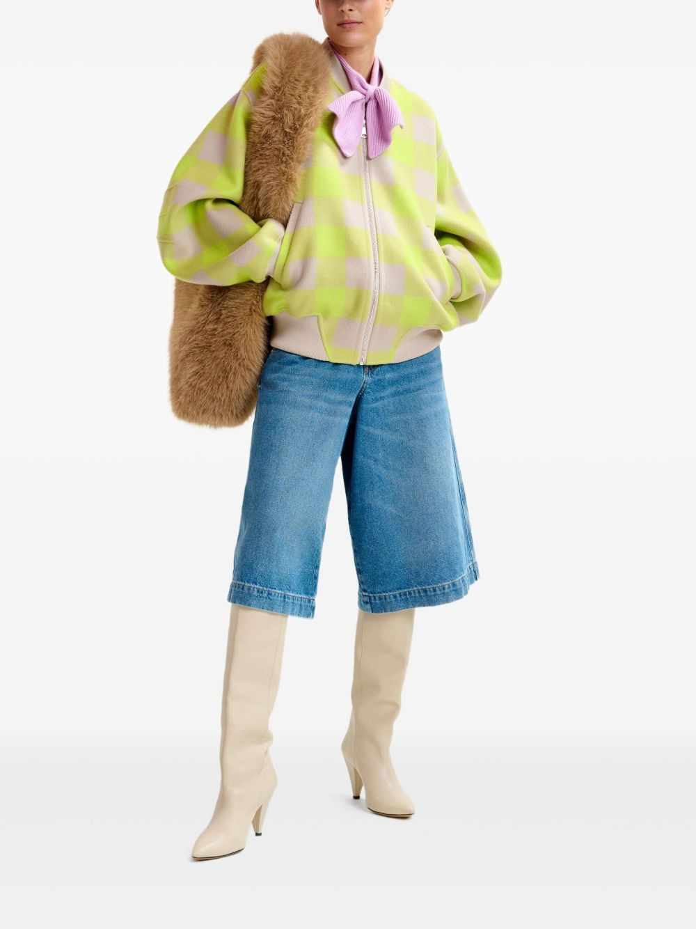 check-pattern cardigan - 2
