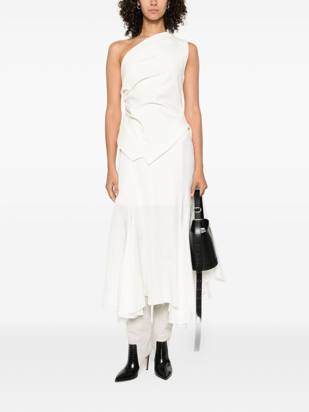 draped one-shoulder top - 2