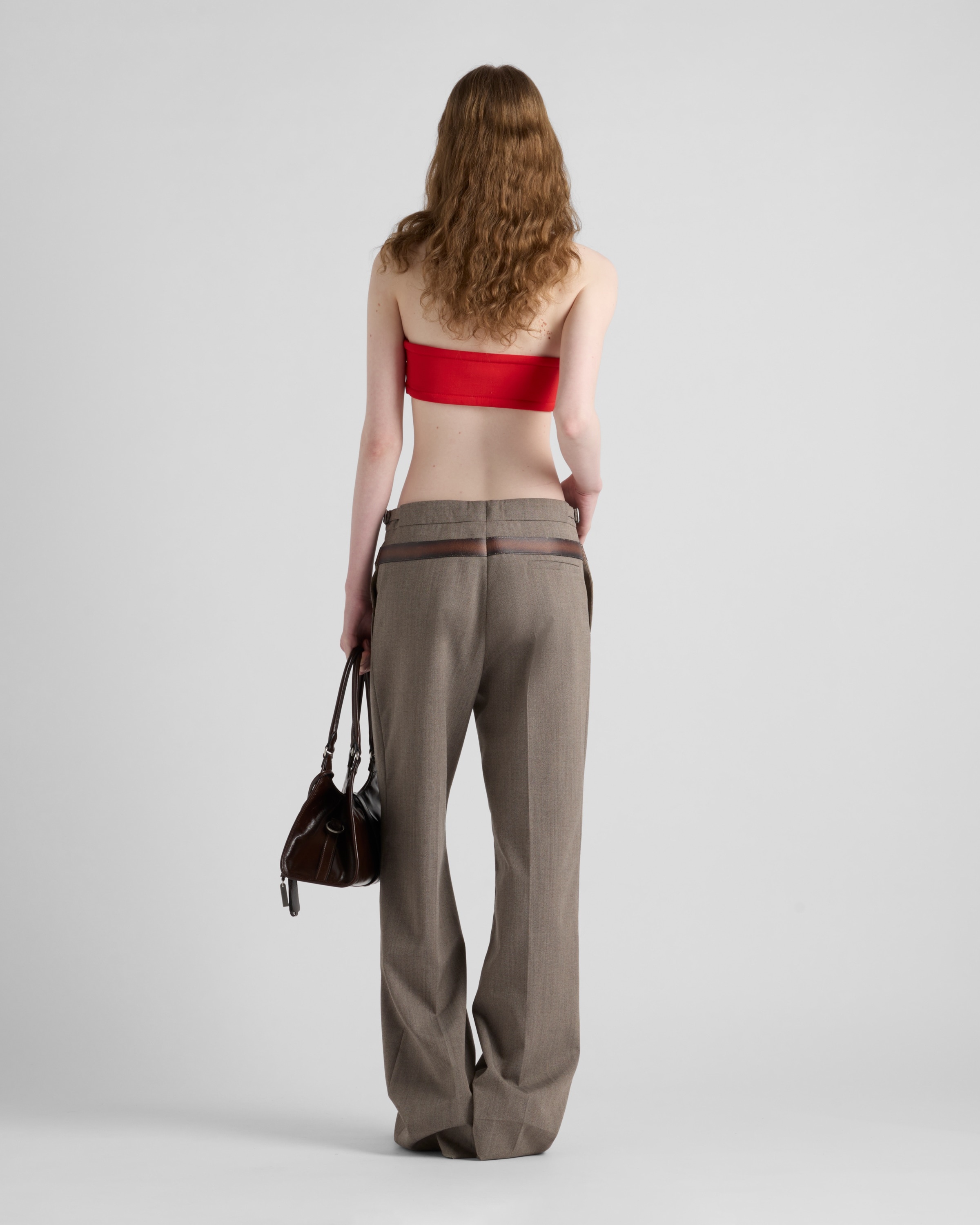 パンツ PRADA WOOL BLEND TROUSERS WITH PRINTED BELT Prada Technical wool pants with printed belt | REVERSIBLE