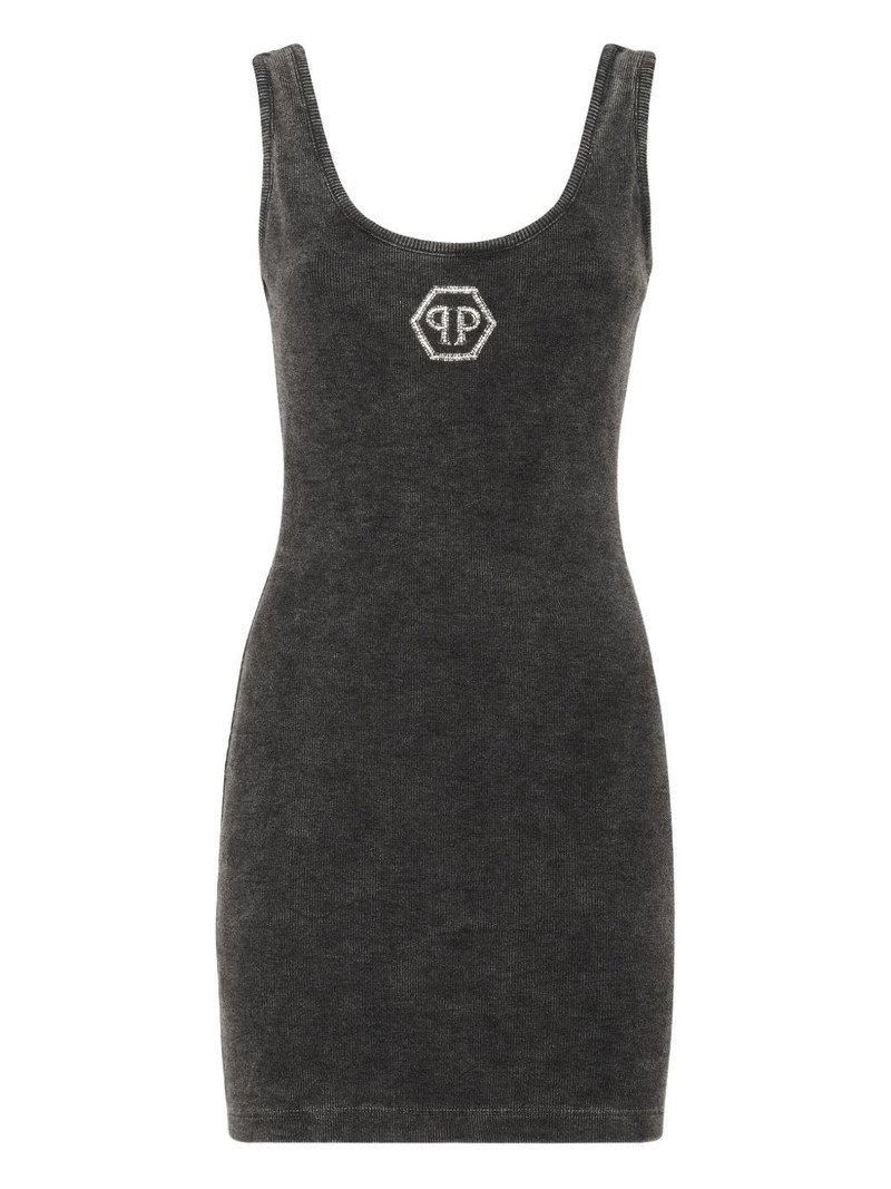 Hexagon ribbed-knit tank mini dress 1
