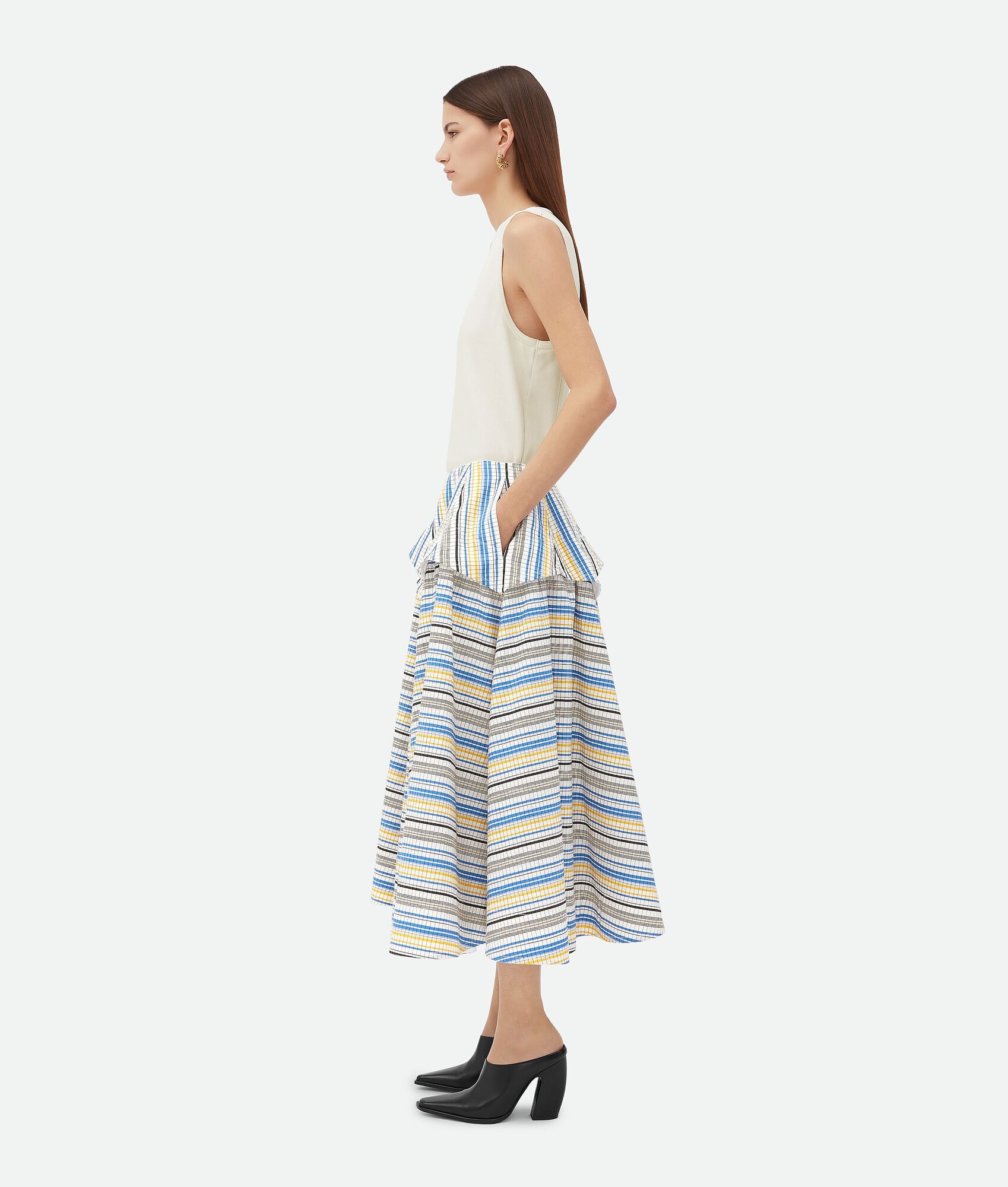Checked Double Layer Cotton Skirt - 2