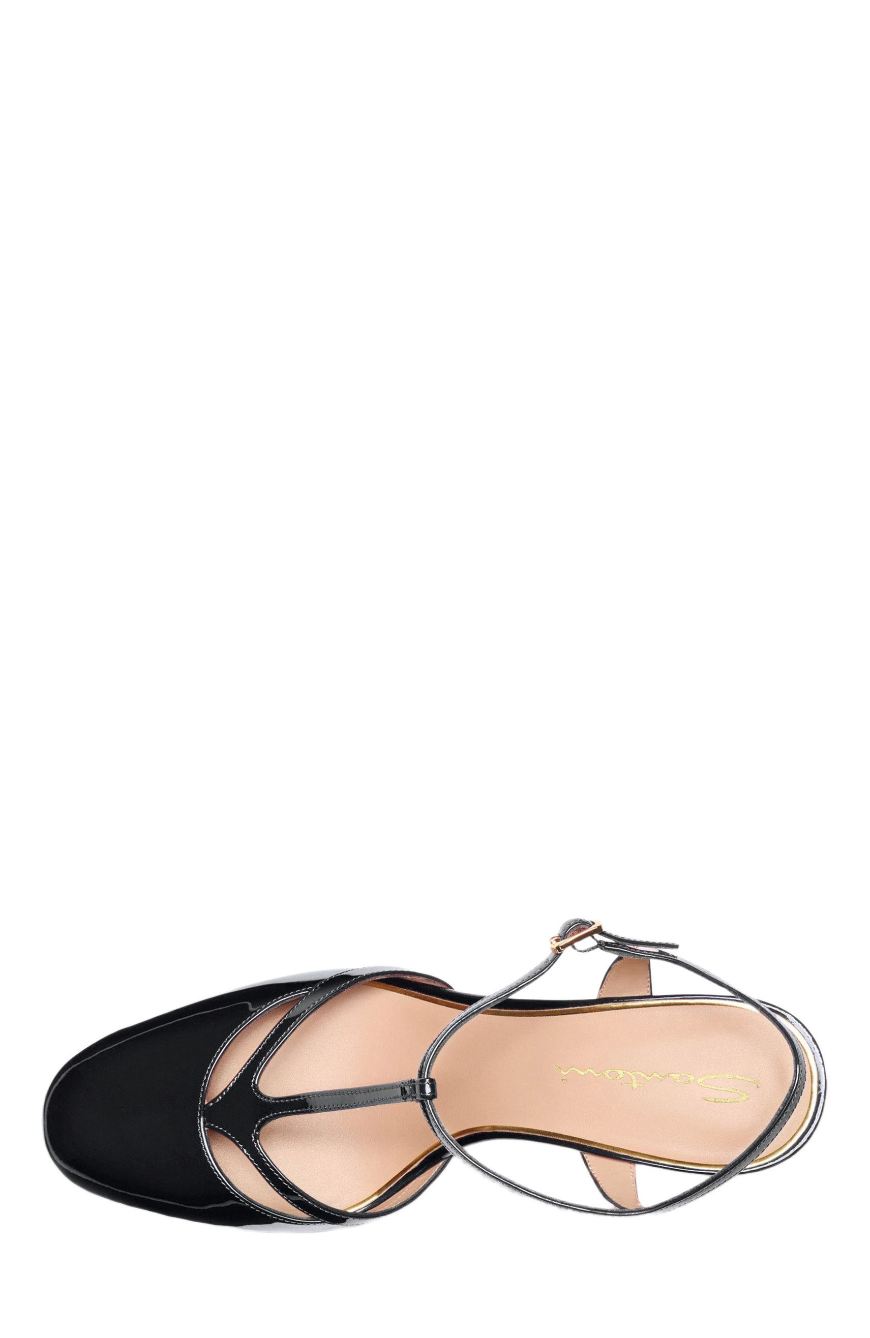 Santoni Women's  patent leather high-heel T-bar pump in Black at Nordstrom - 3