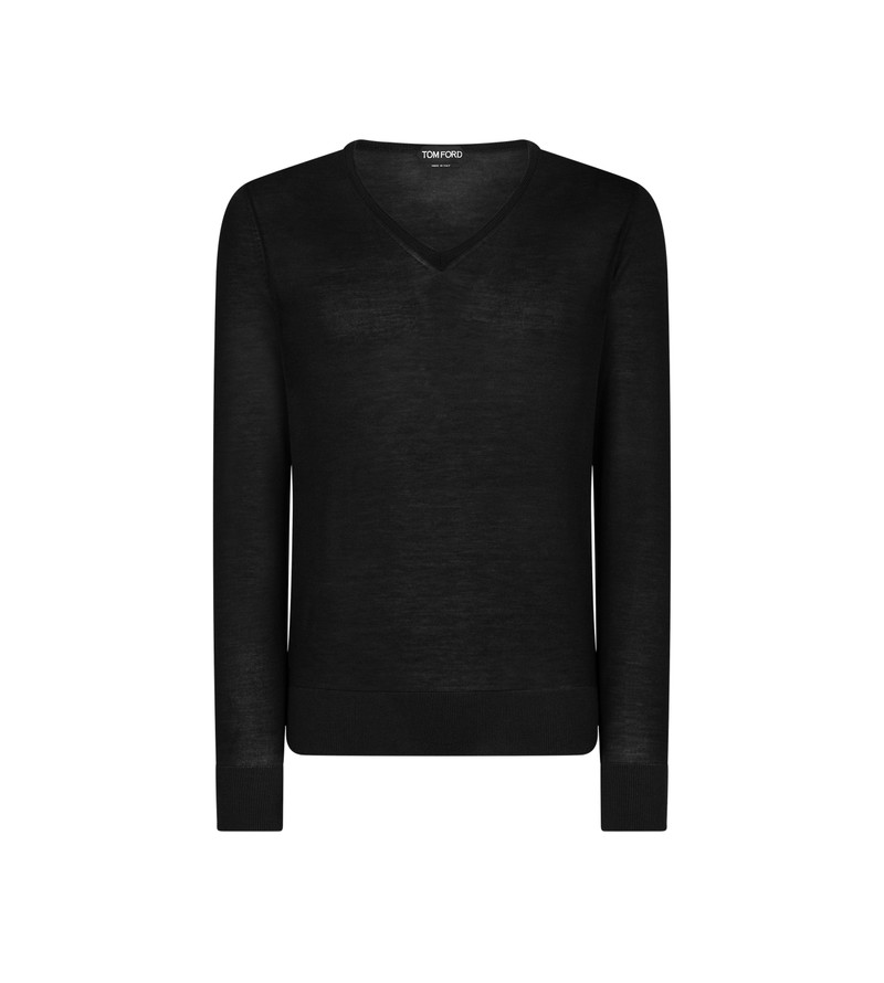 SILK CASHMERE V NECK SWEATER 1