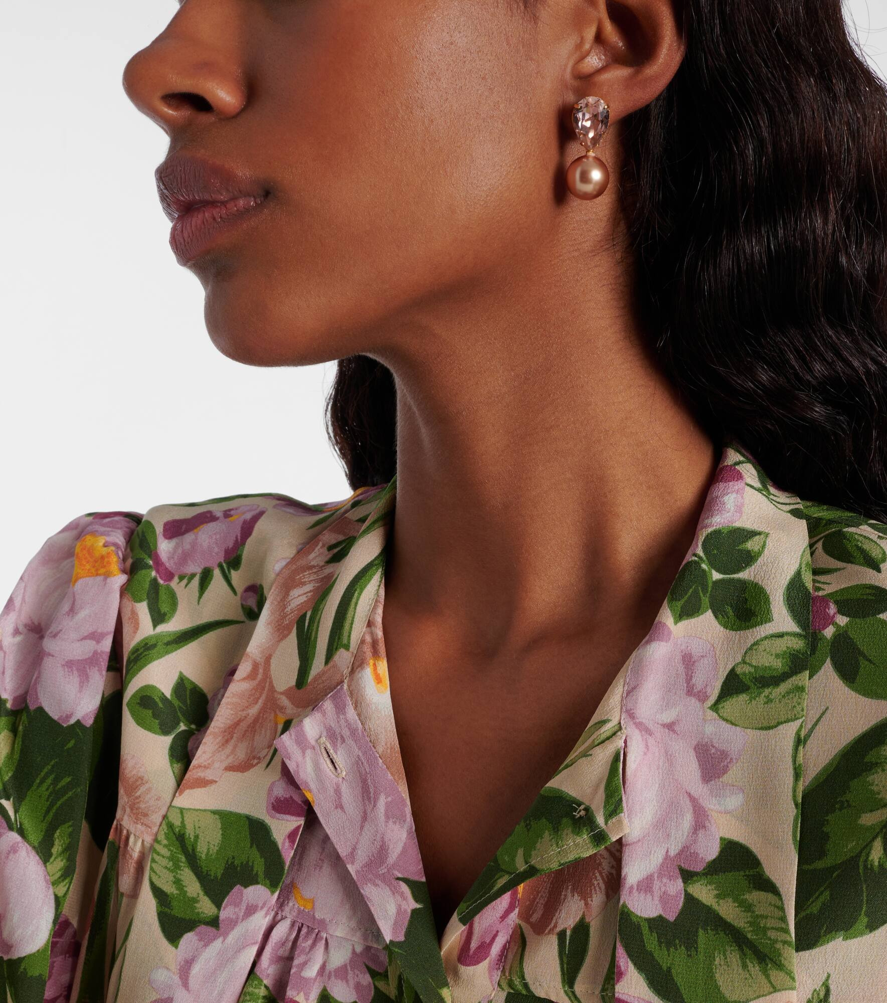 Simone crystal-embellished pearl earrings - 3