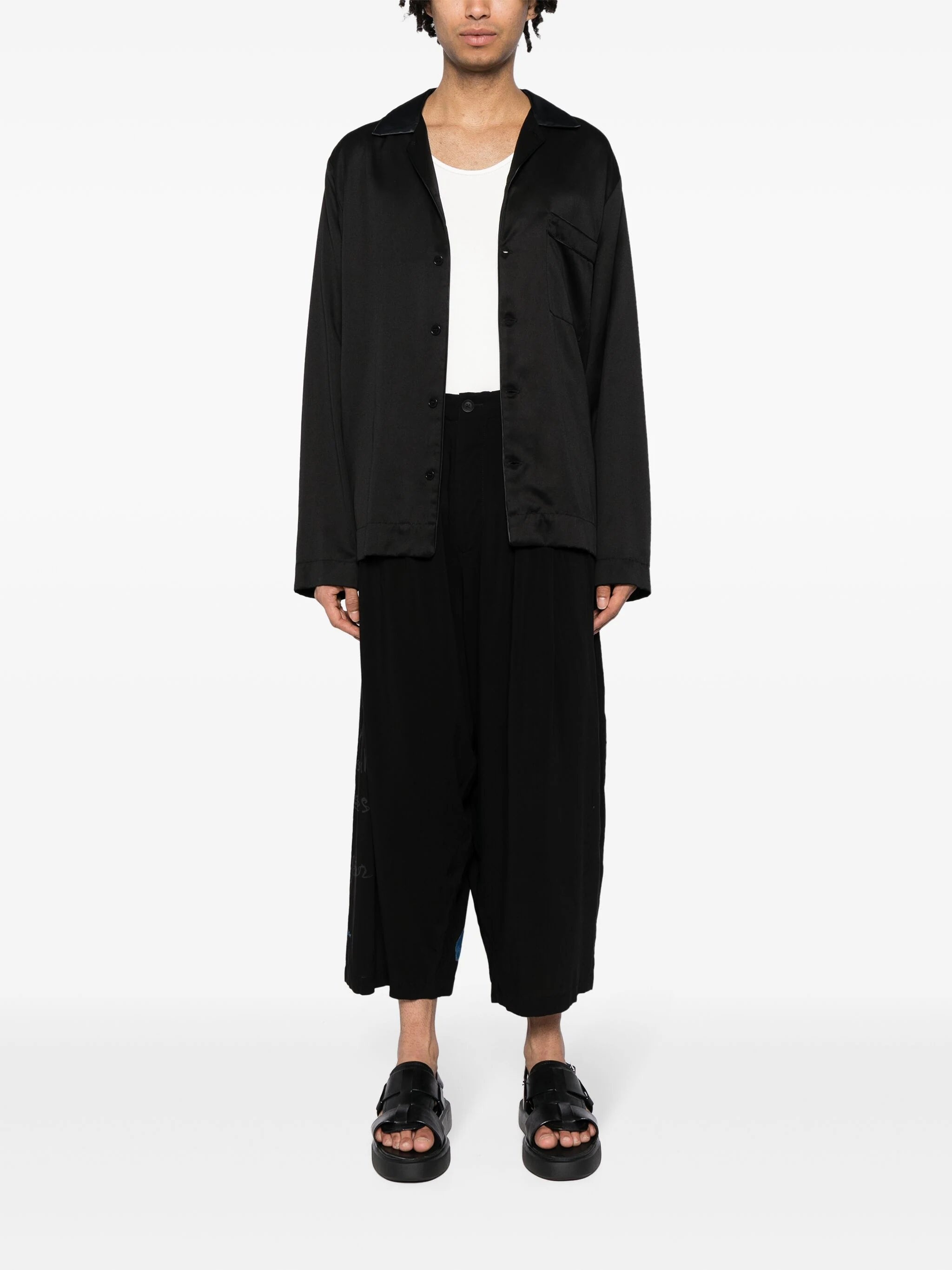 GRAPHIC-PRINT CROPPED VELVET TROUSERS - 2