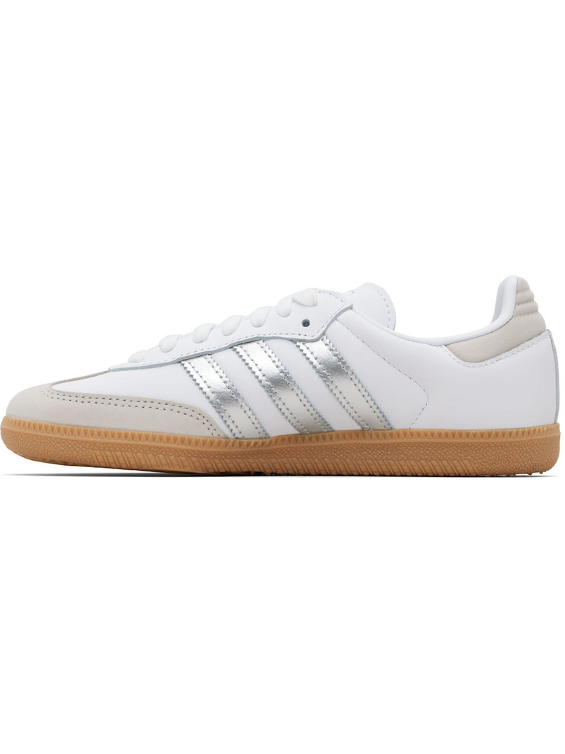 adidas Originals White & Silver Samba OG Sneakers outlook