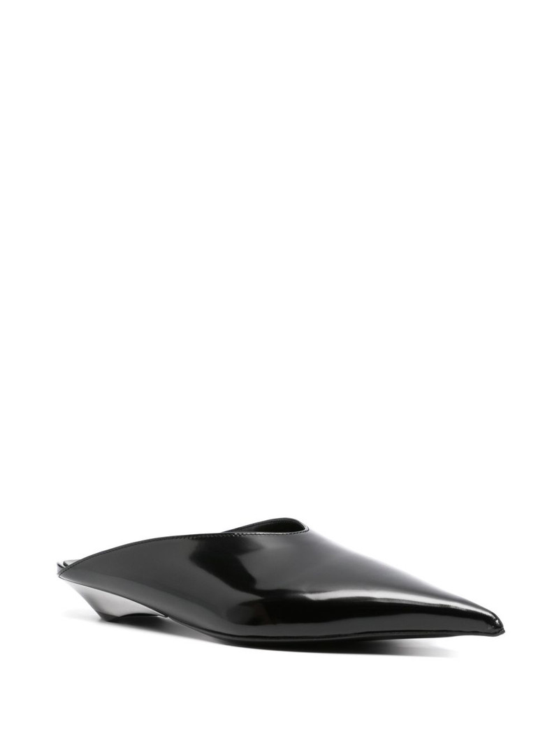 MUGLER patent leather fang flat mules outlook