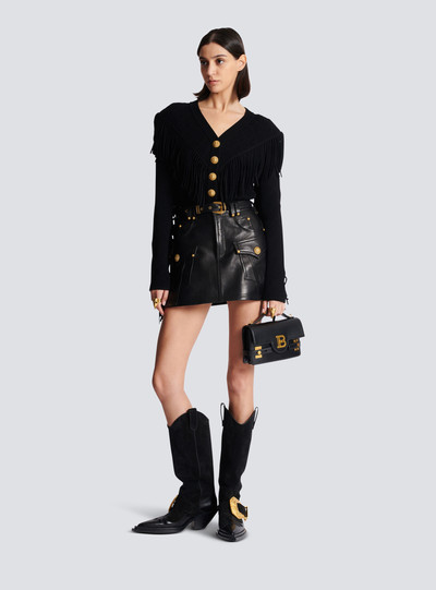 Balmain Western leather A-line skirt outlook