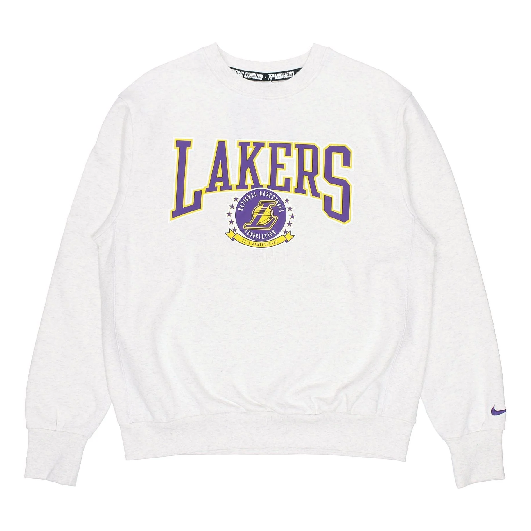 Men's Nike NBA 로스 앤젤레스 Lakers Fleece Lined Stay Warm Pullover 라운드 목 스포츠 그레이 화이트 DN490 - 1