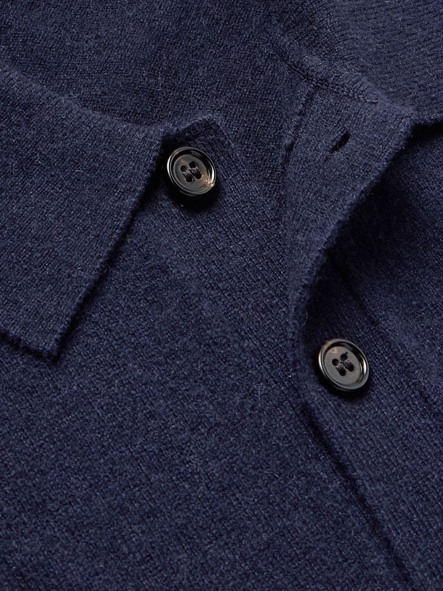 Slim-Fit Logo-Embroidered Cashmere Polo Shirt Navy - 4