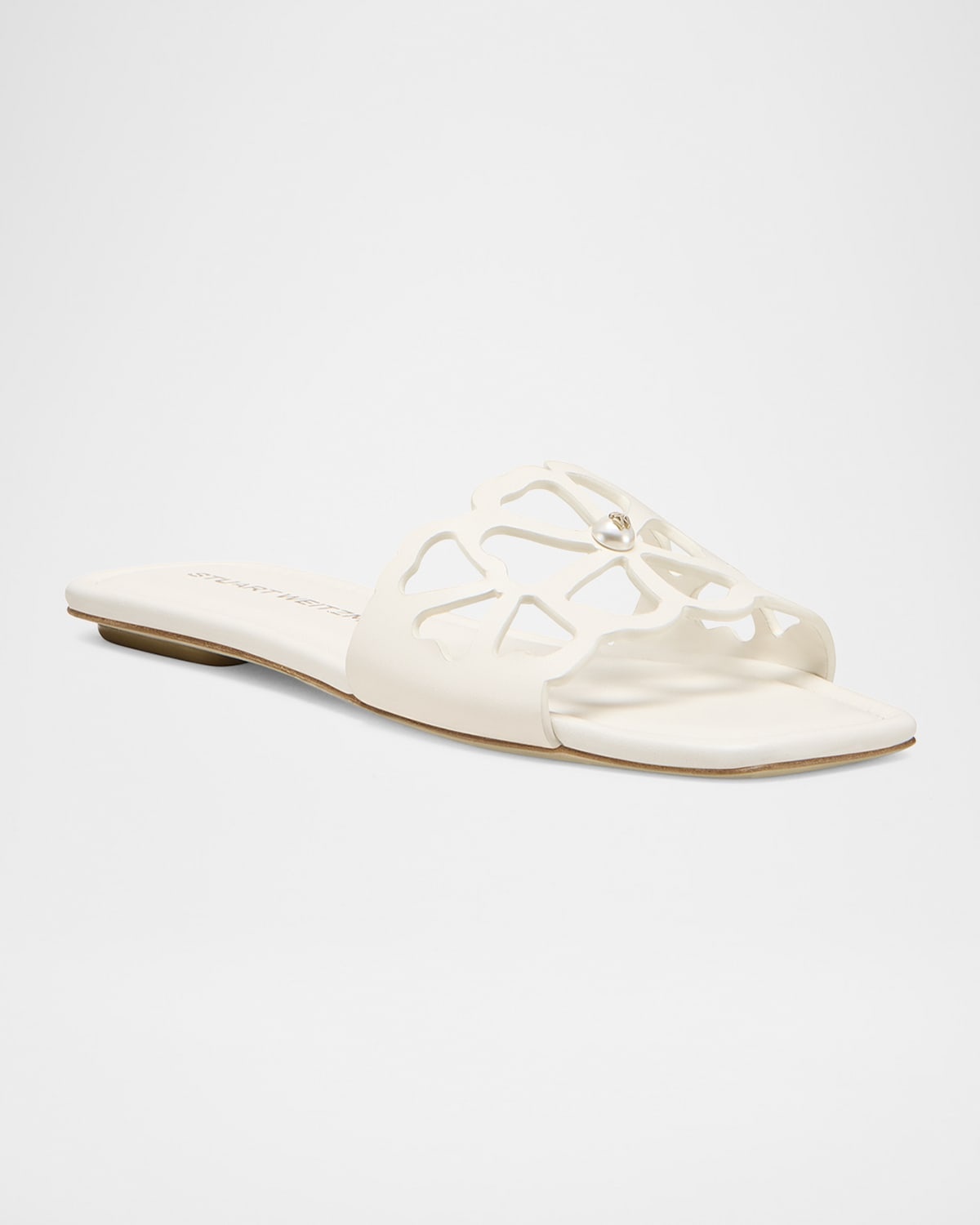 Jasmine Leather Cutout Flat Slide Sandals - 2