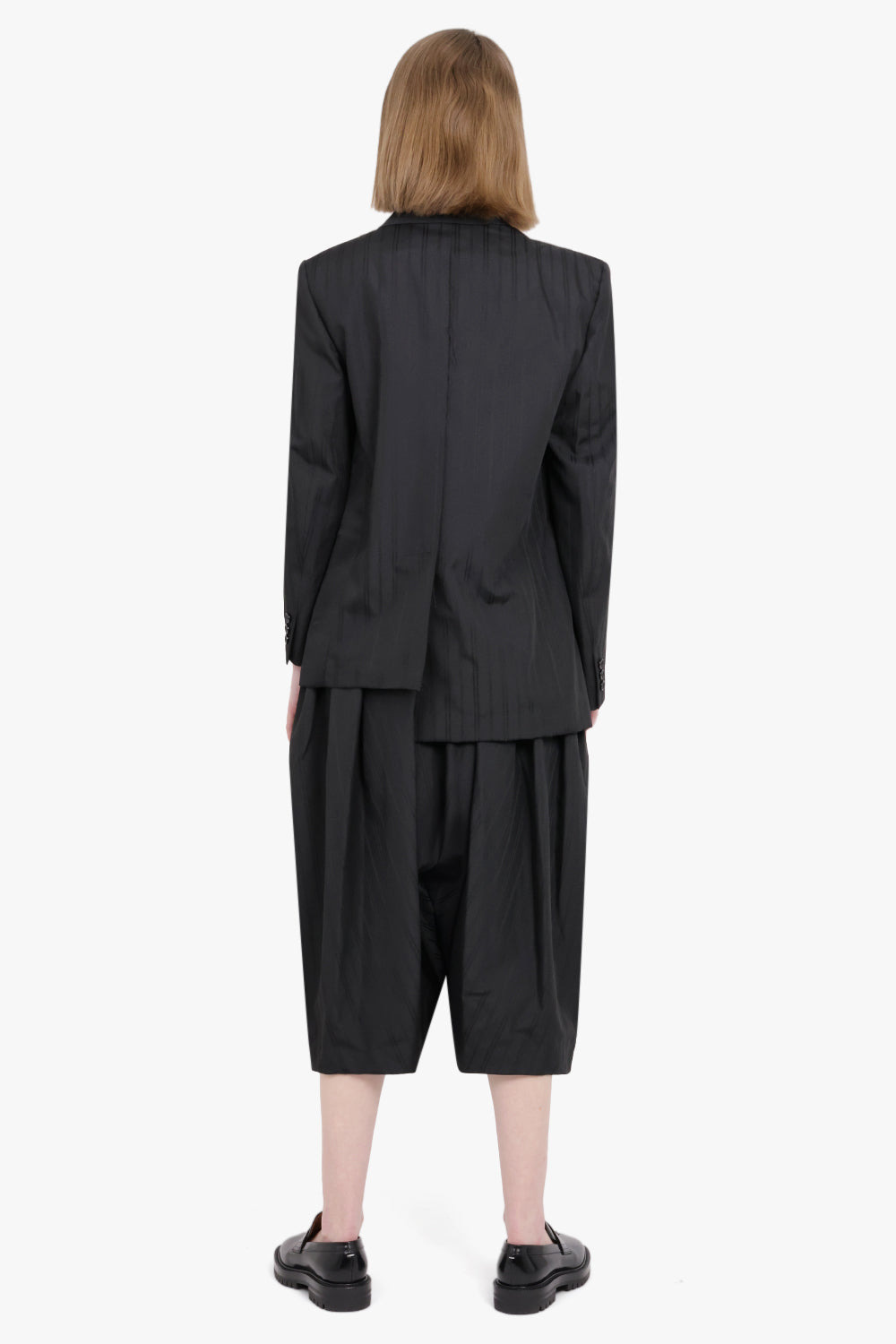SINGLE BREASTED CONTRAST PANEL SUIT BLAZER | BLACK - 4