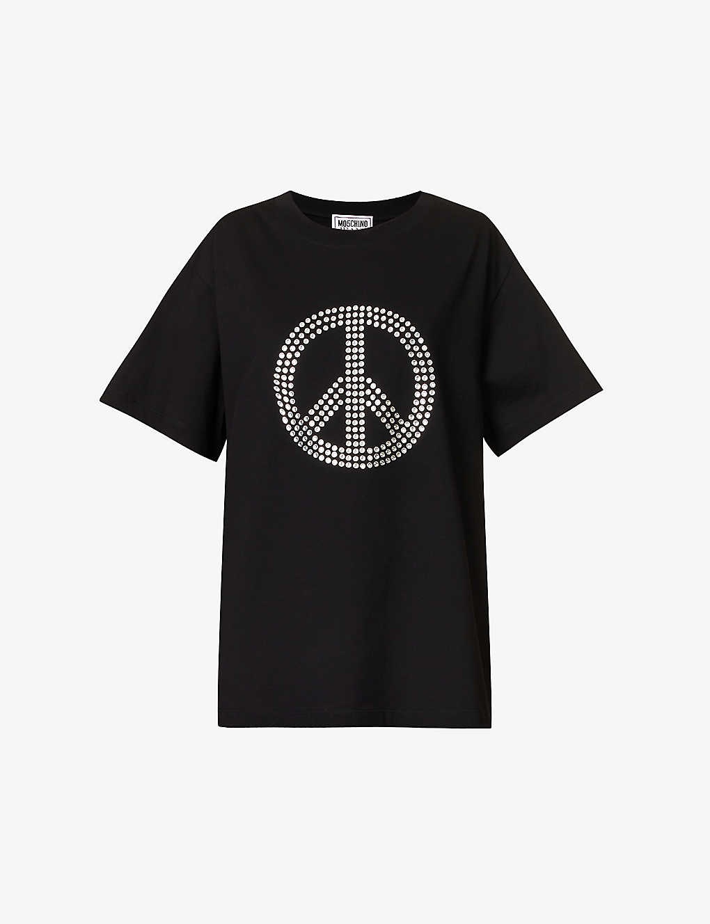 Rhinestone-embellished relaxed-fit cotton T-shirt - 1