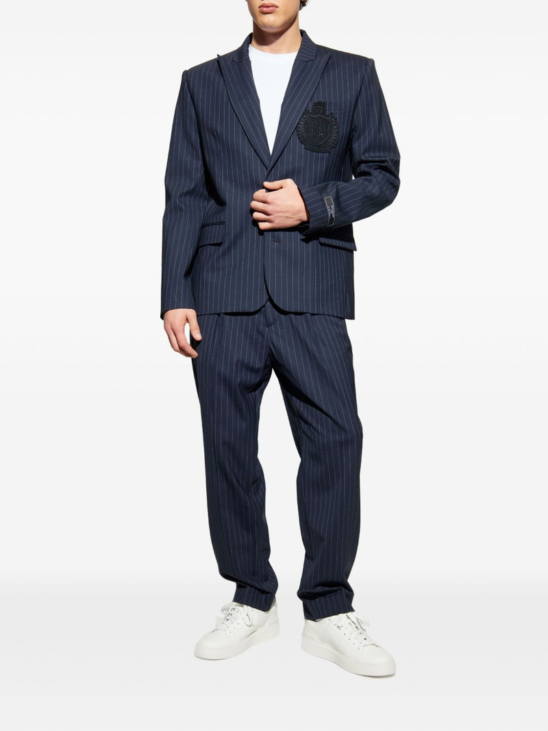 Balmain pinstripe appliqué-logo blazer outlook