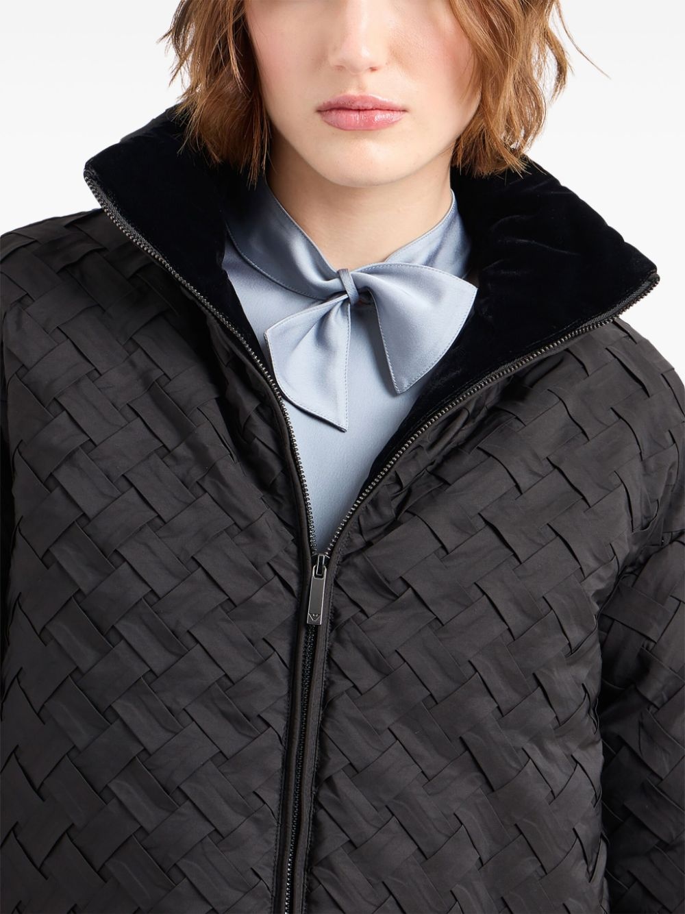 basket-weave high-neck jacket - 4
