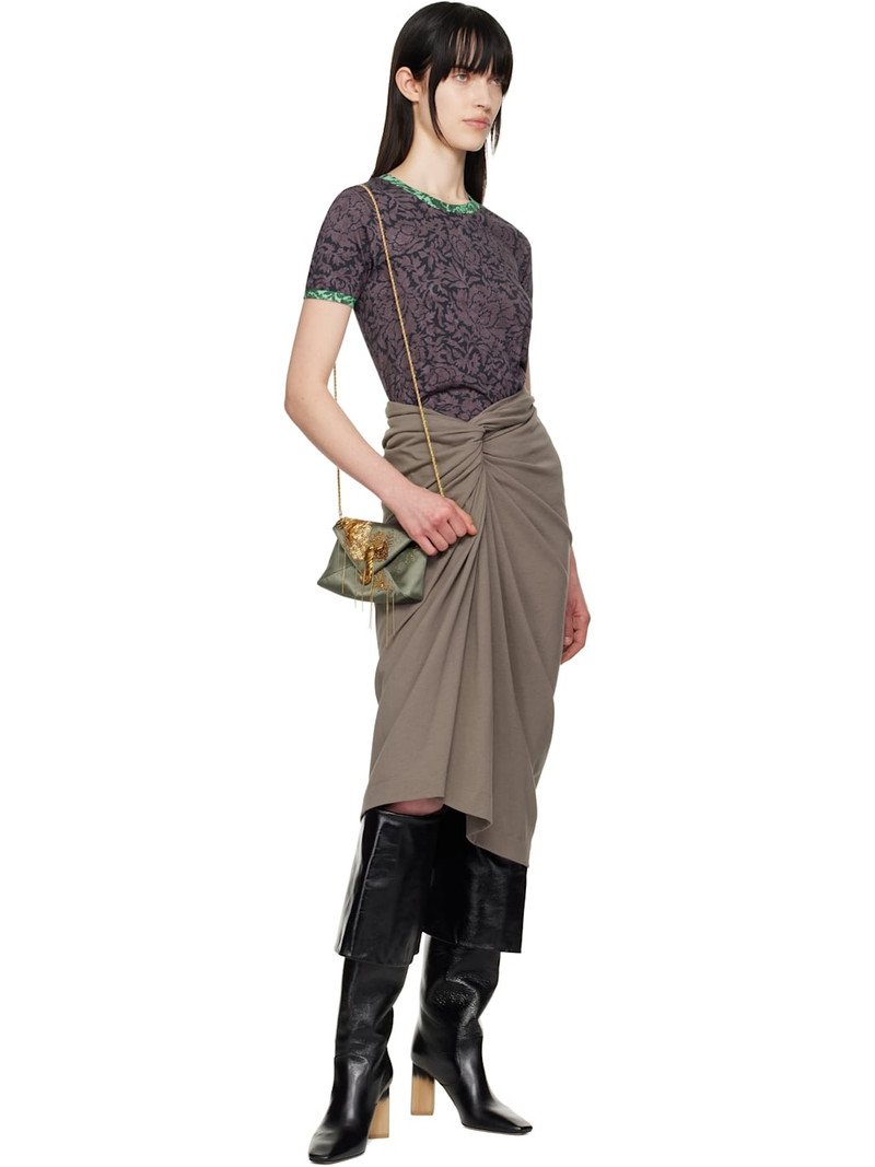 Dries Van Noten Taupe Knotted Jersey Midi Skirt outlook