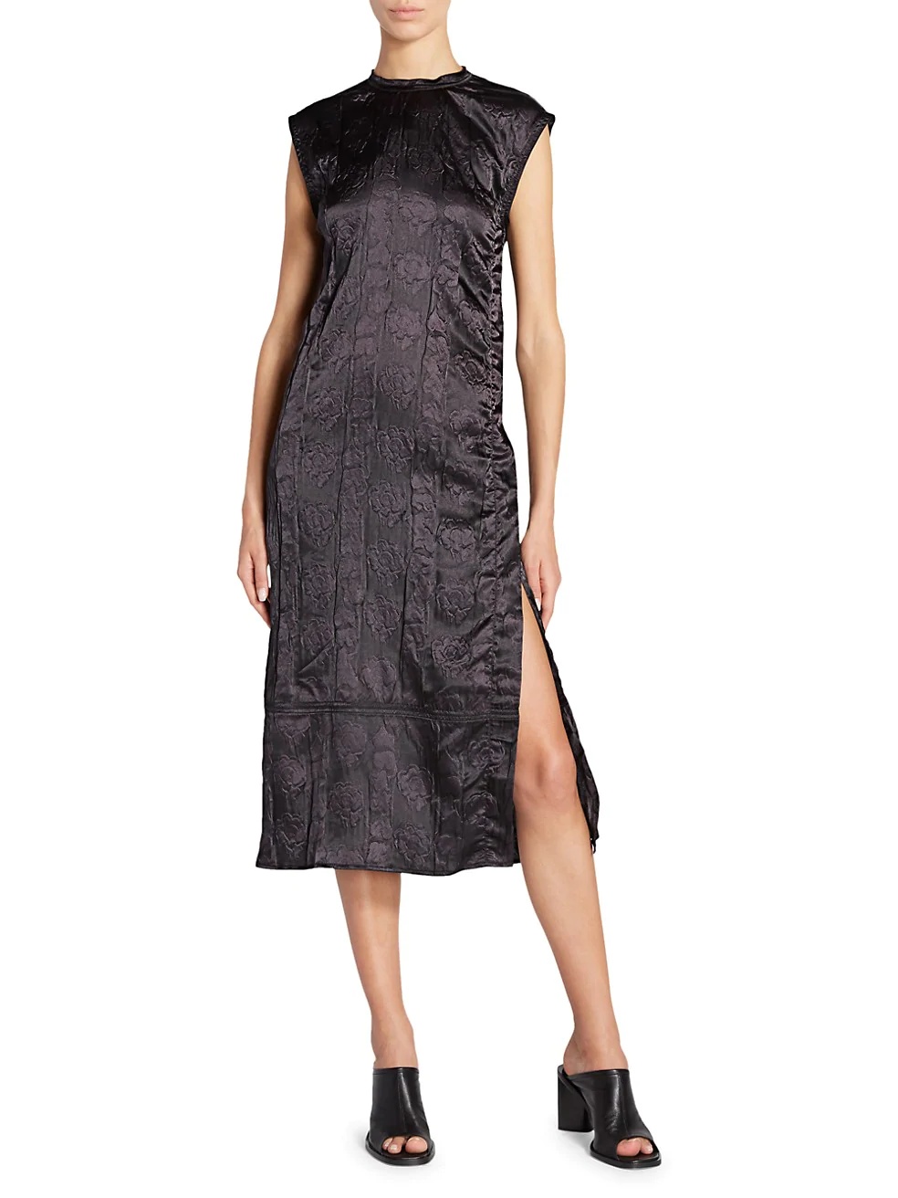 Embossed Satin Midi Dress - 2