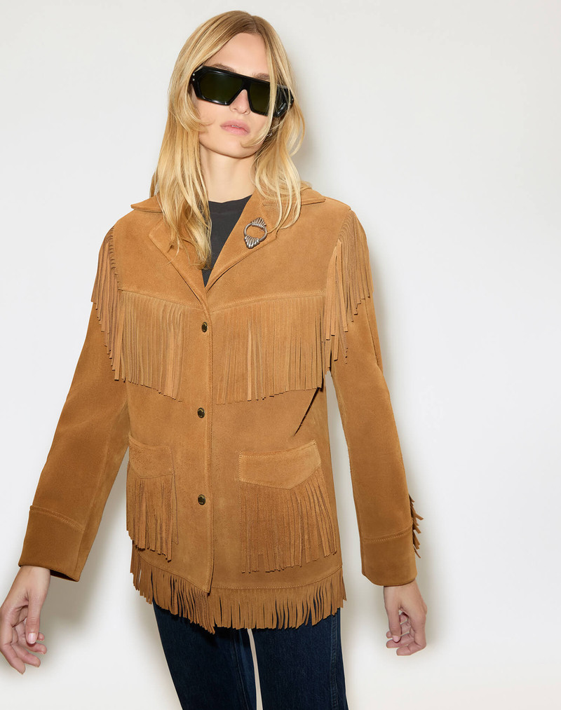 Suede Fringe Jacket - Tan 6