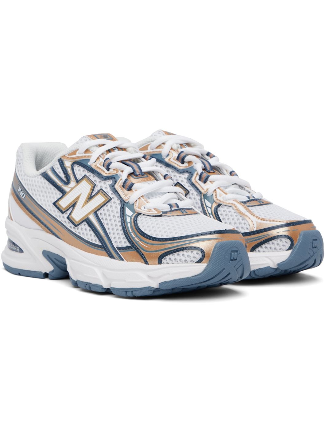 White & Tan 740 Sneakers - 4
