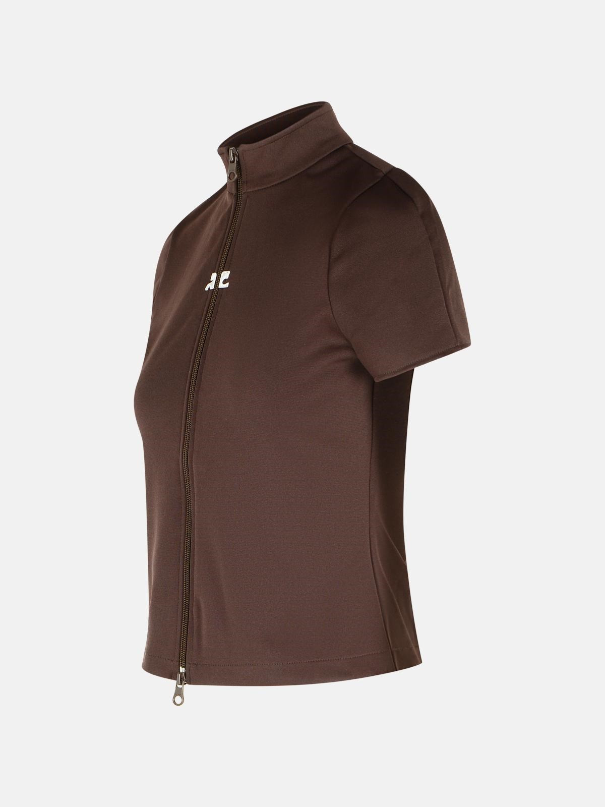 BROWN POLYESTER T-SHIRT - 2