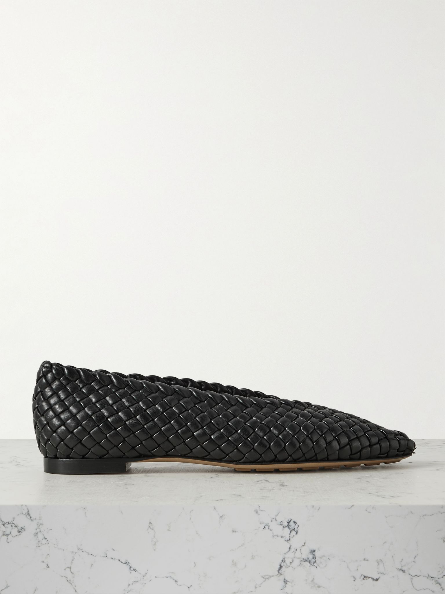 Sofia intrecciato leather point-toe flat Black - 1