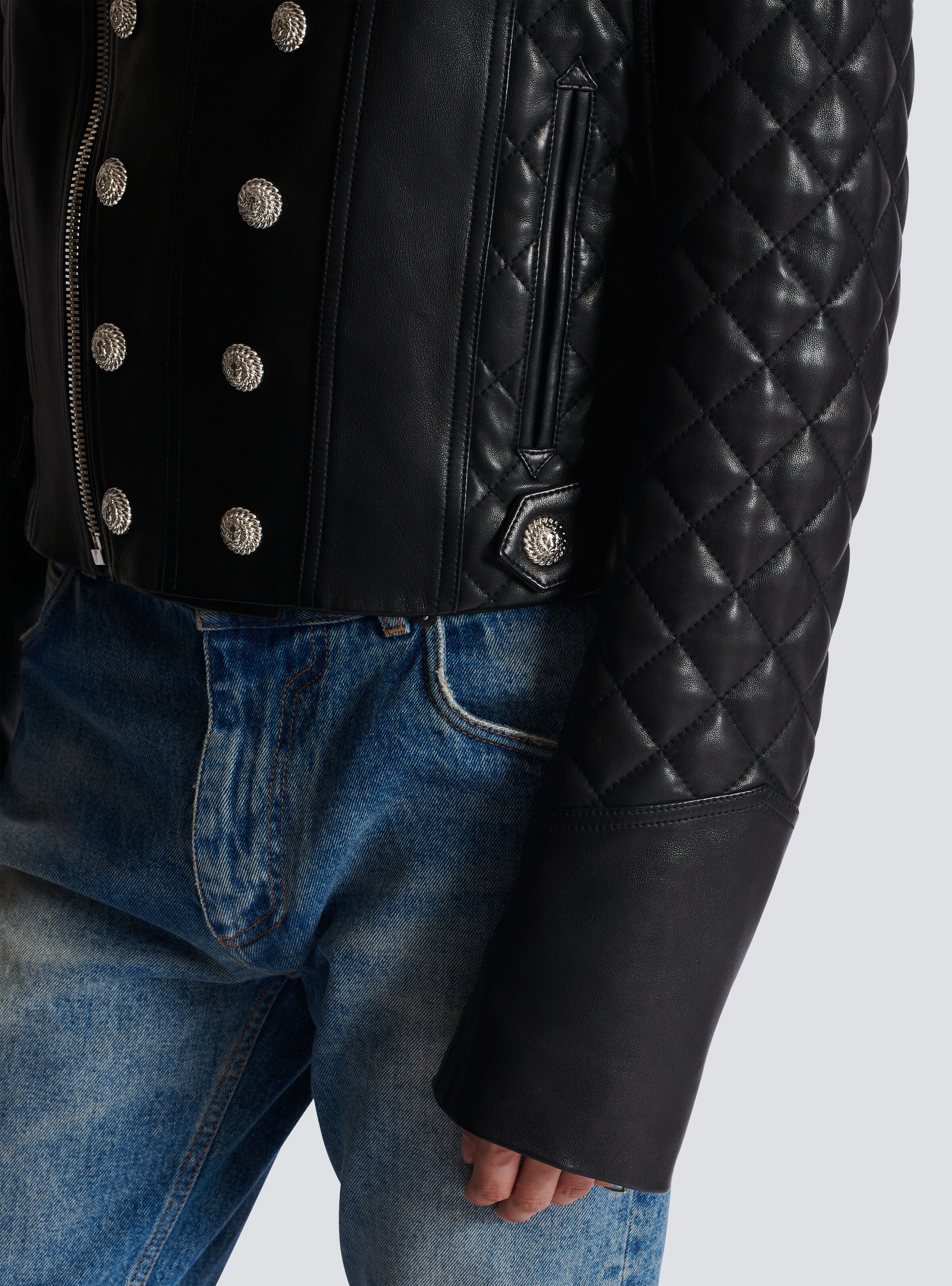 Quilted leather biker jacket - 10