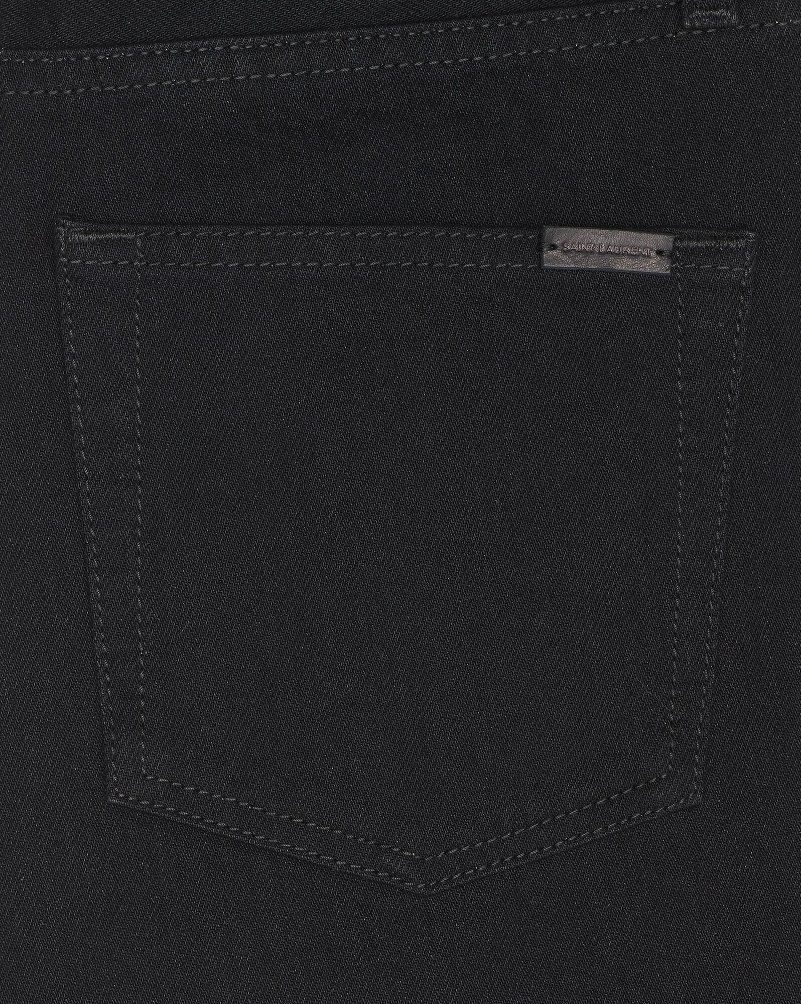 mid-waist jeans in worn black denim - 5