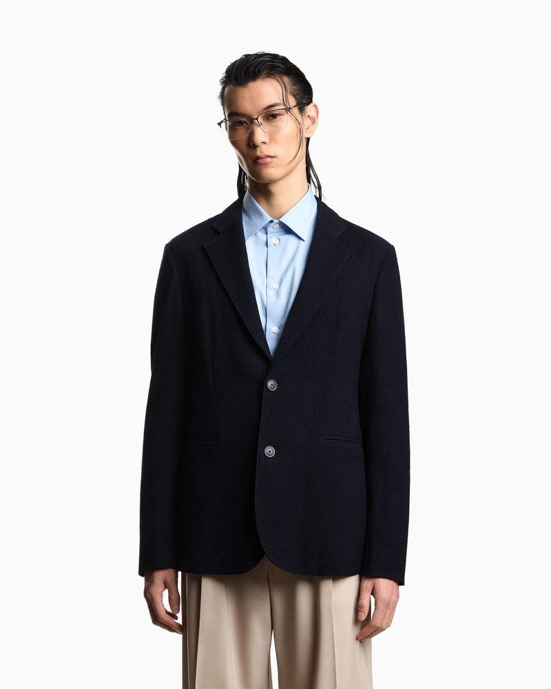 EMPORIO ARMANI SINGLE-BREASTED JACKET IN 3D WAFFLE-EFFECT WOOL JERSEY outlook