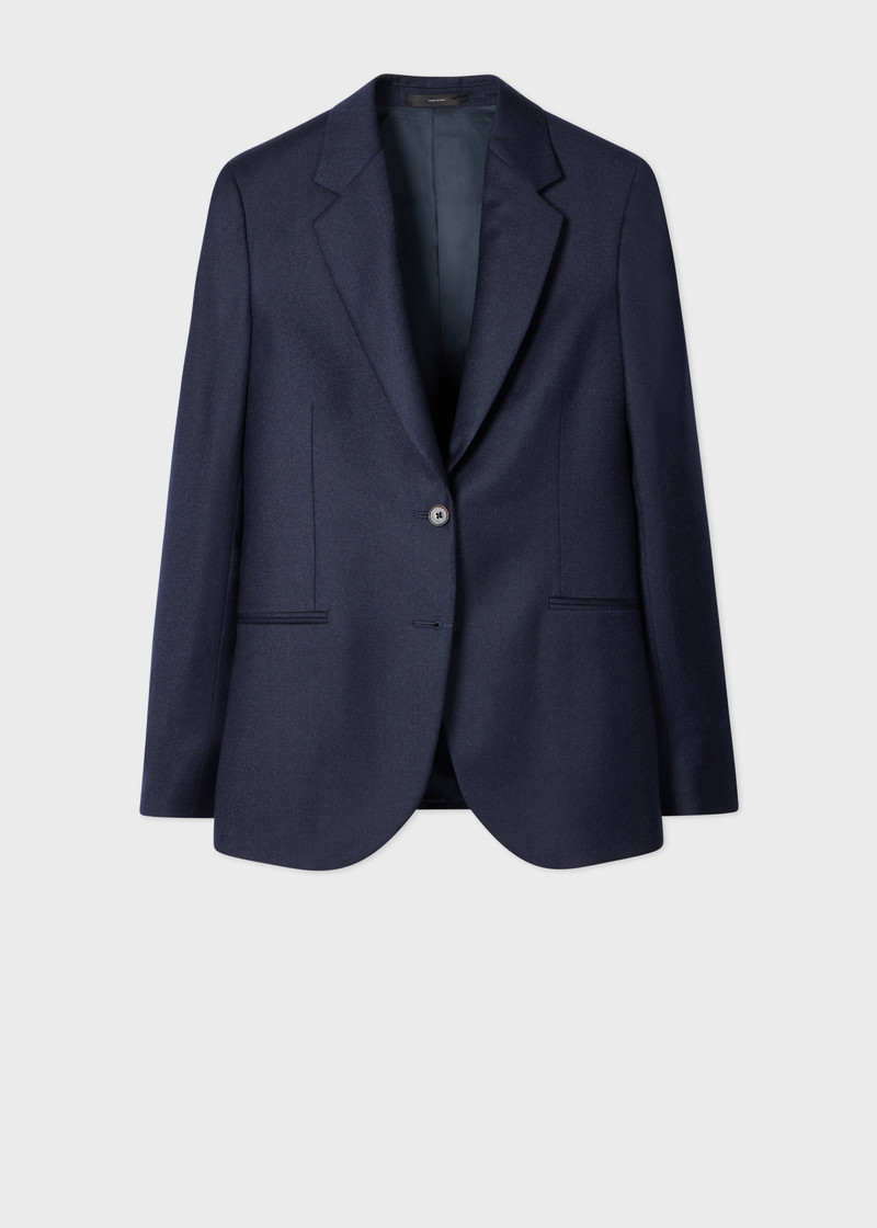 Women's Navy Wool-Cashmere Flannel Blazer 1