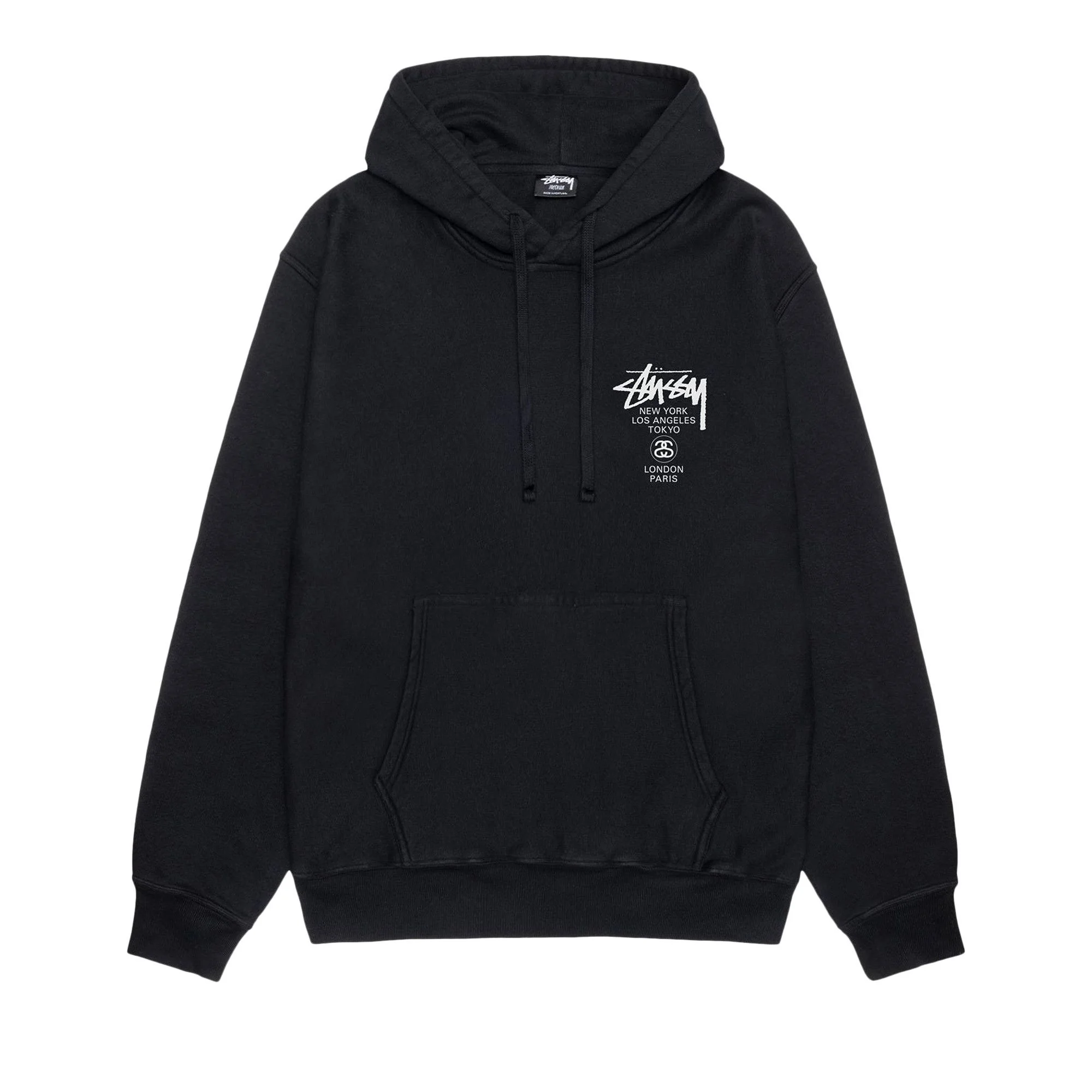 Stussy World Tour Pigment Dyed Hoodie 'Black' - 1