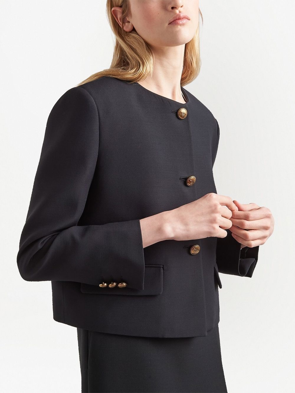 single-breasted tricotine jacket - 4