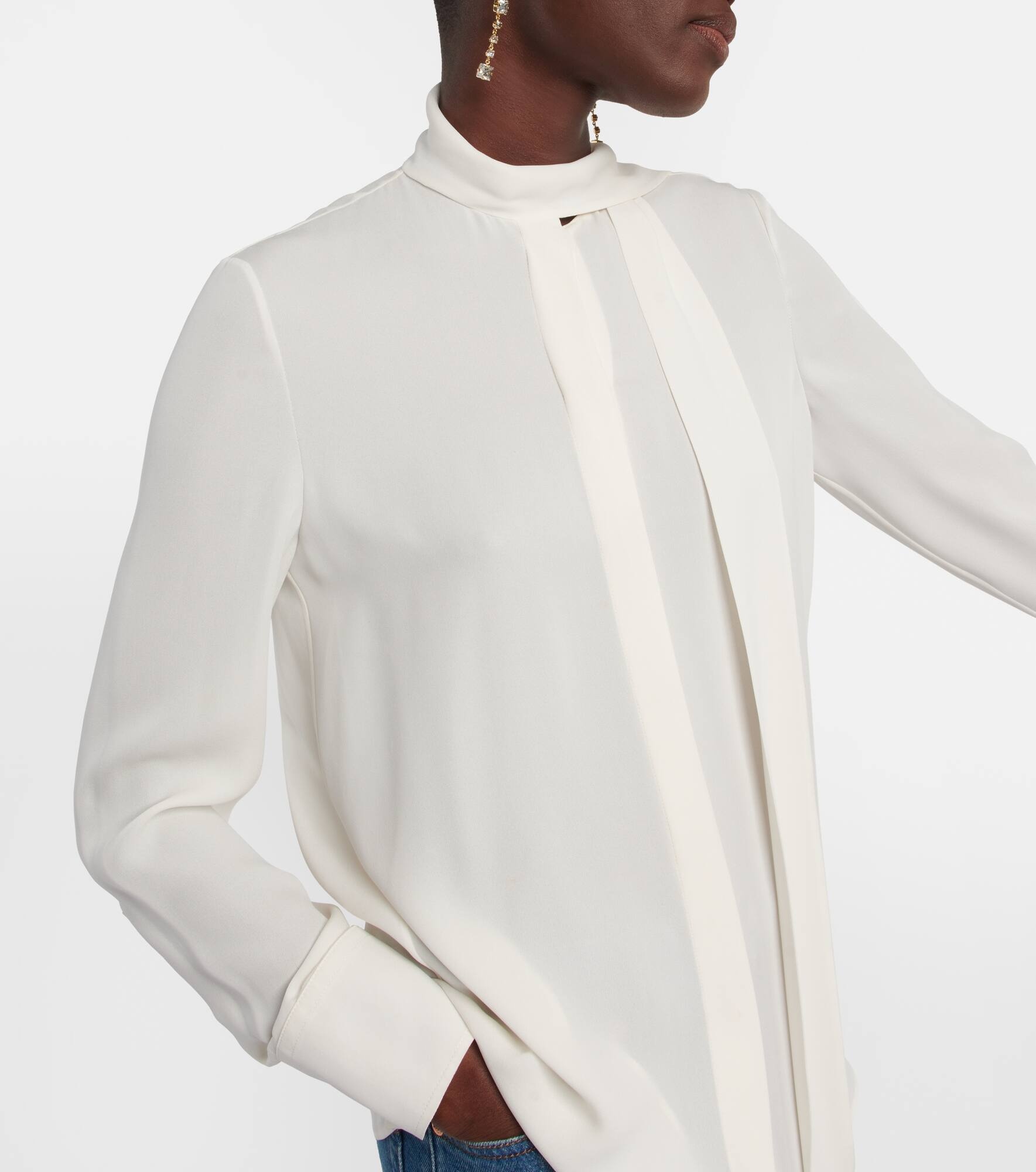 Tie-neck silk blouse - 6