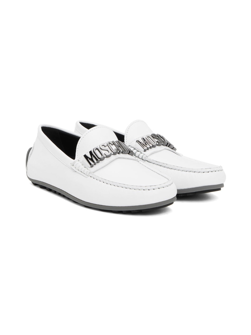 White Driver Loafers - 4