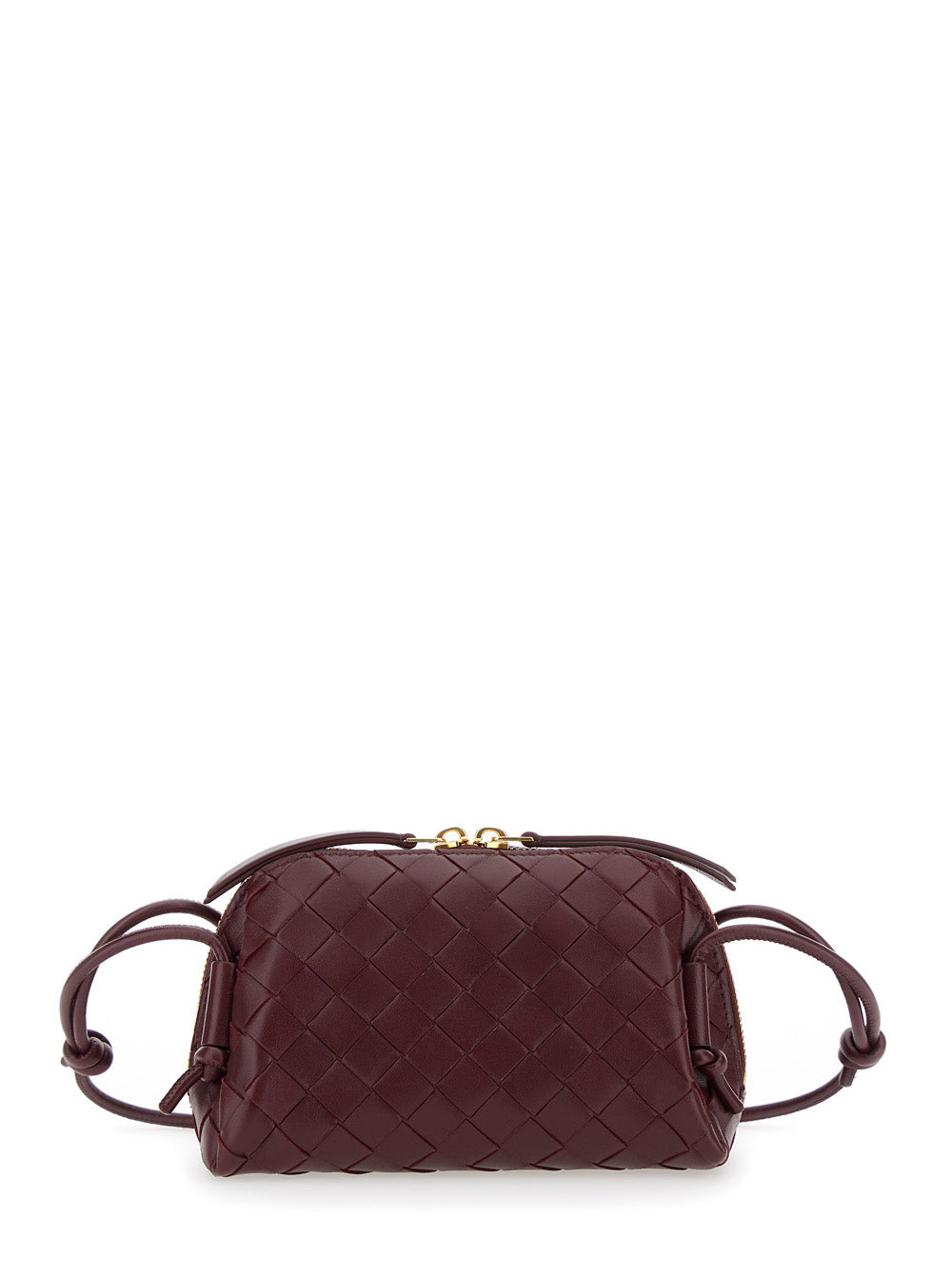 Bottega Veneta Women 'Concert' Bordeaux Crossbody Bag With Intreccio Motif In Leather Woman - 1
