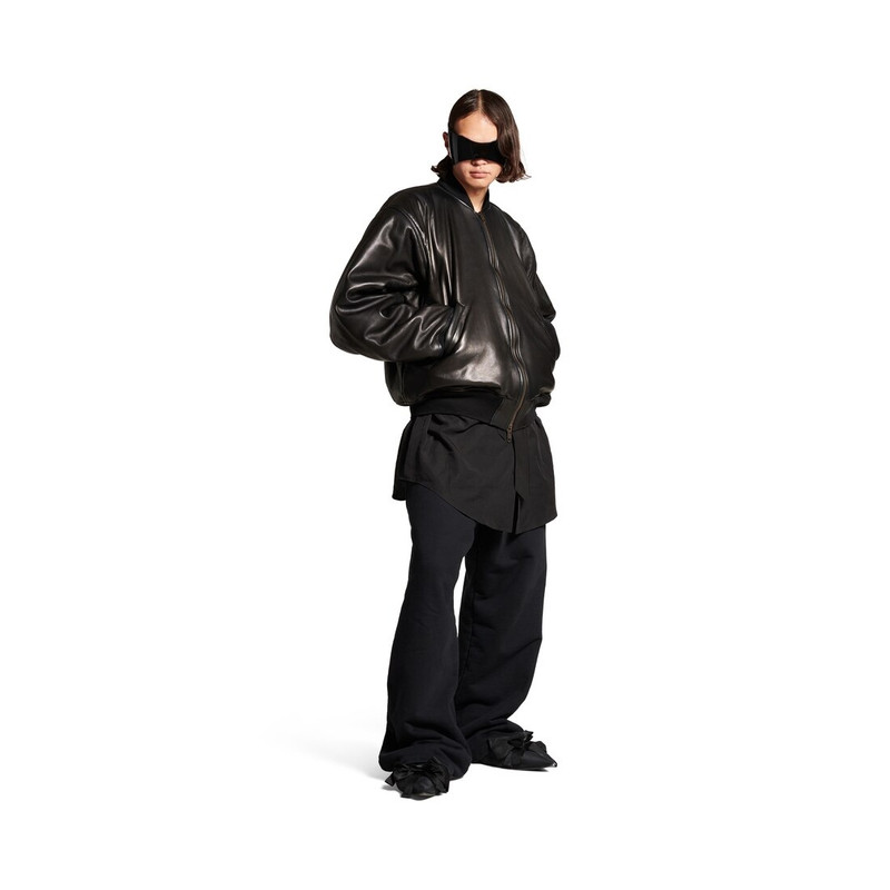 BALENCIAGA Bomber Leather Jacket in Black outlook