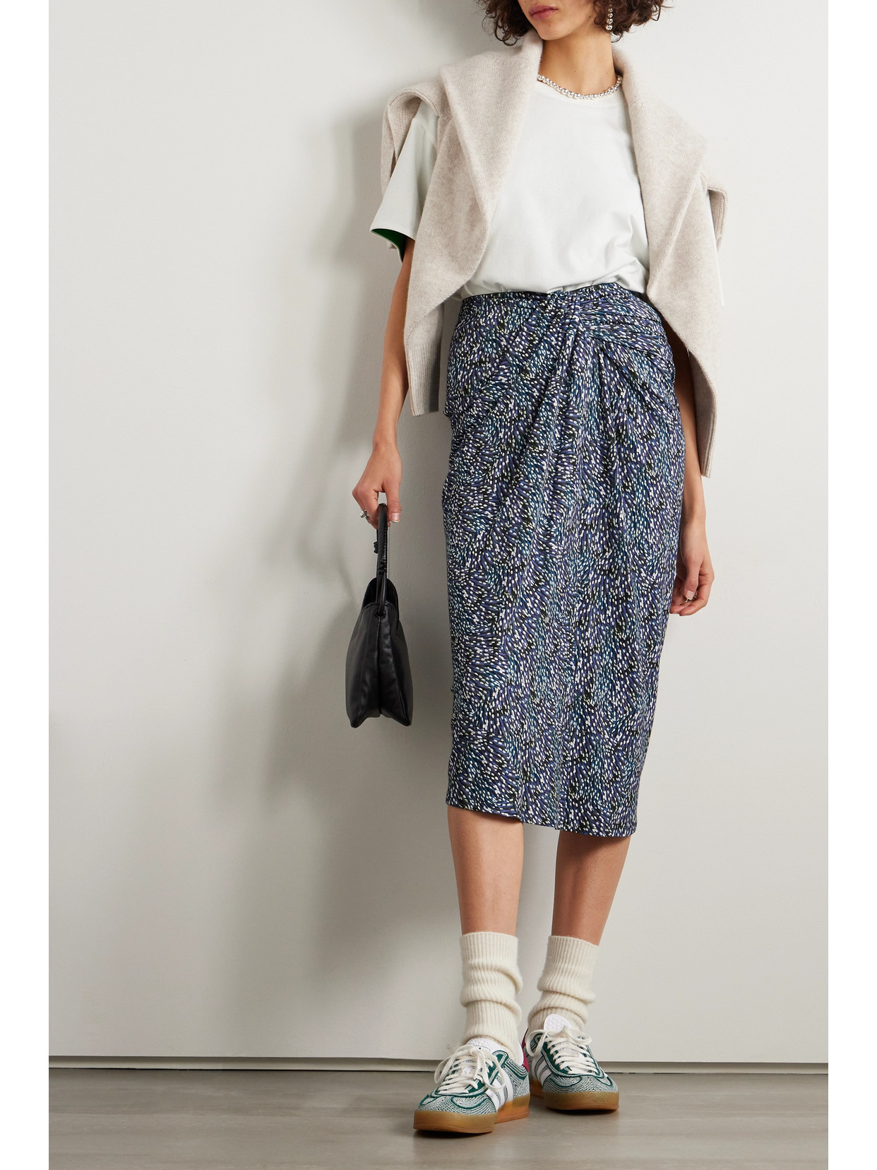 Jeldia Draped Printed Stretch-jersey Midi Skirt - 2
