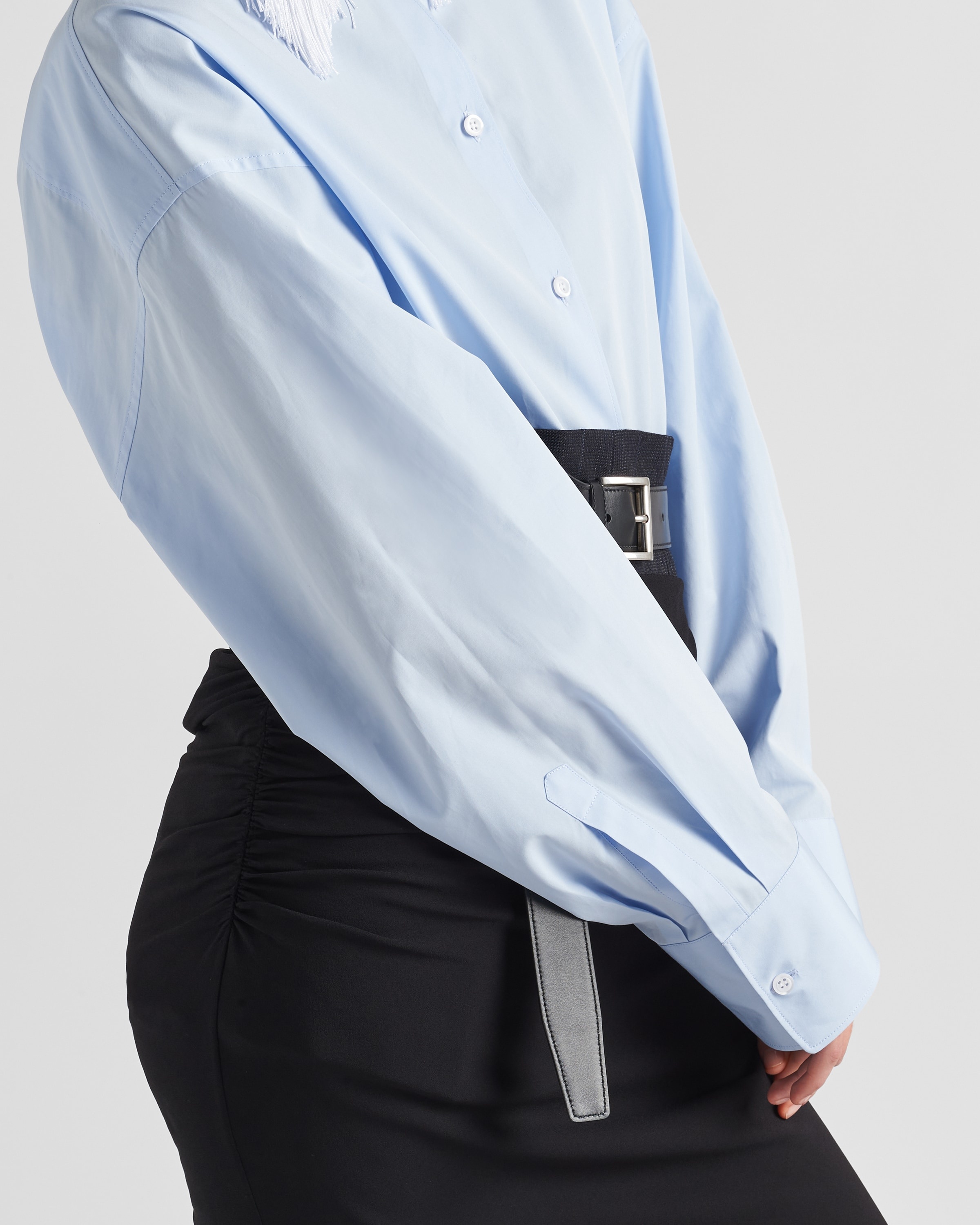 Poplin shirt with fringed collar - 4