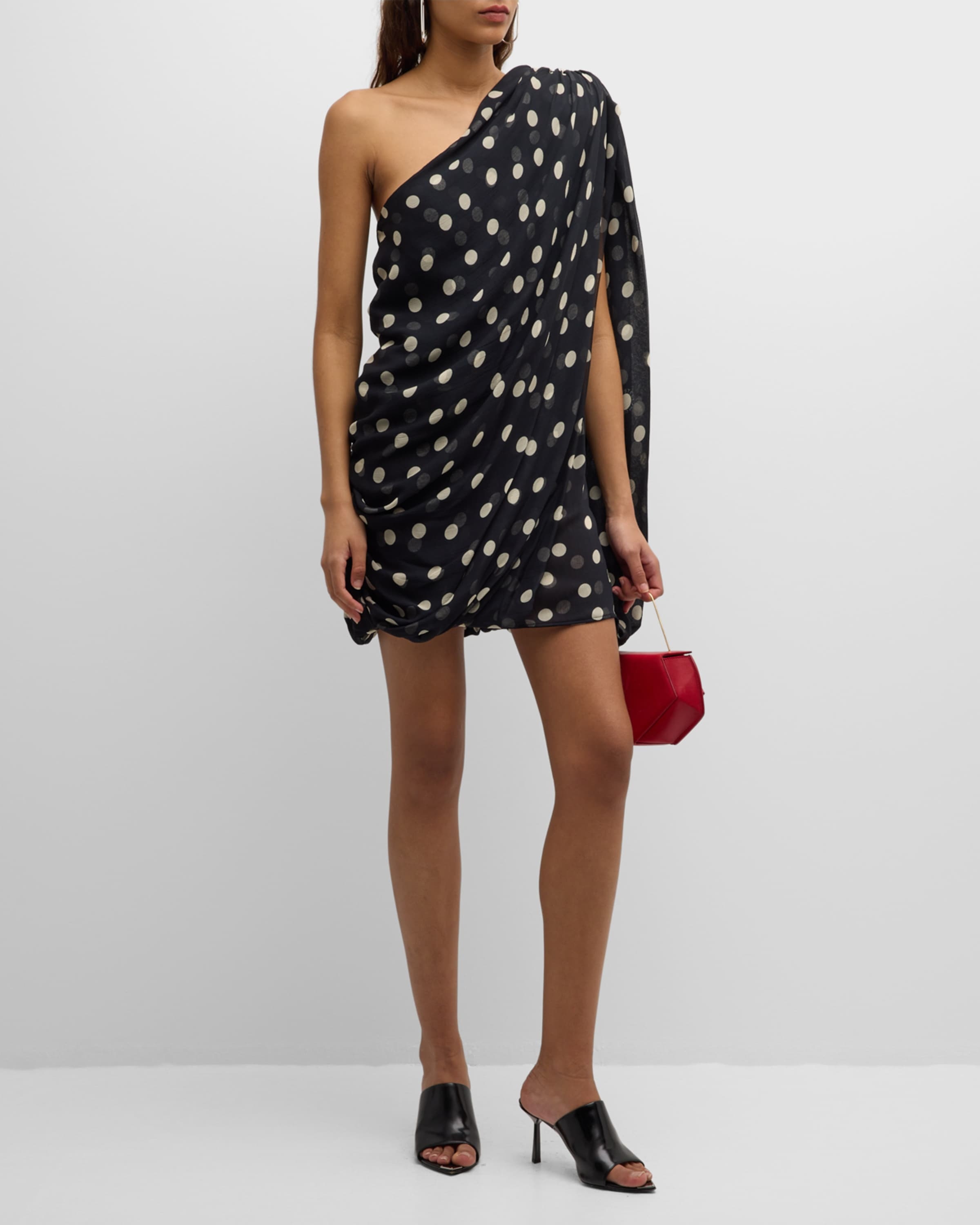 Stella McCartney Polka Dot-Print Draped Chiffon Strong One