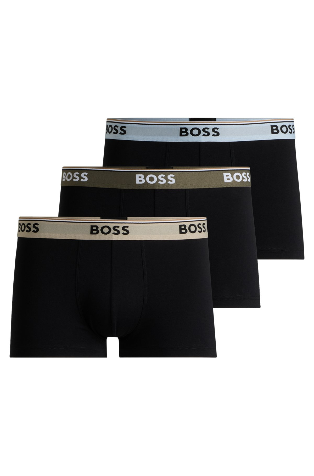 THREE-PACK OF STRETCH-COTTON TRUNKS WITH LOGO WAISTBANDS - 1