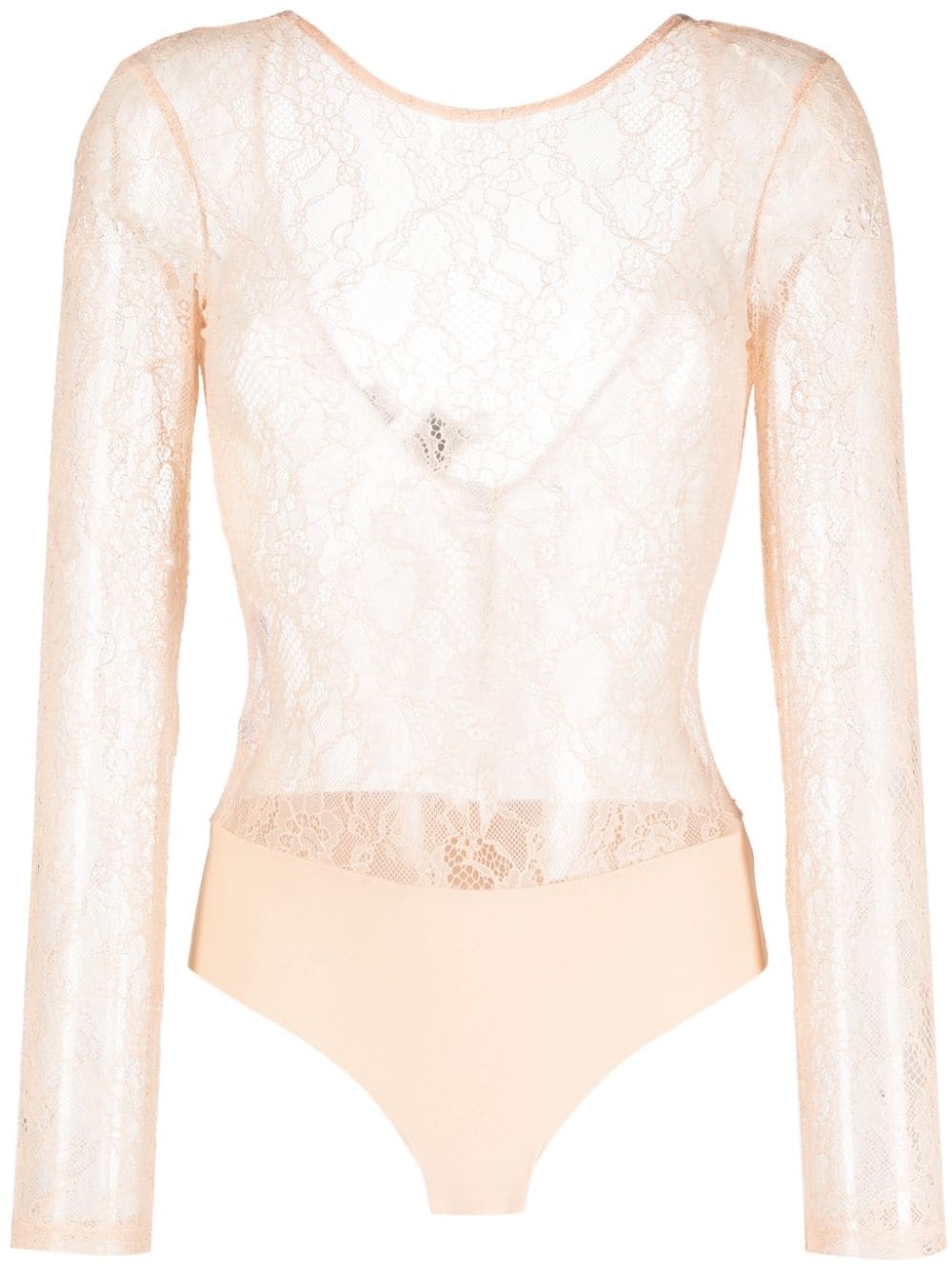 Chantilly-lace long-sleeve bodysuit - 1