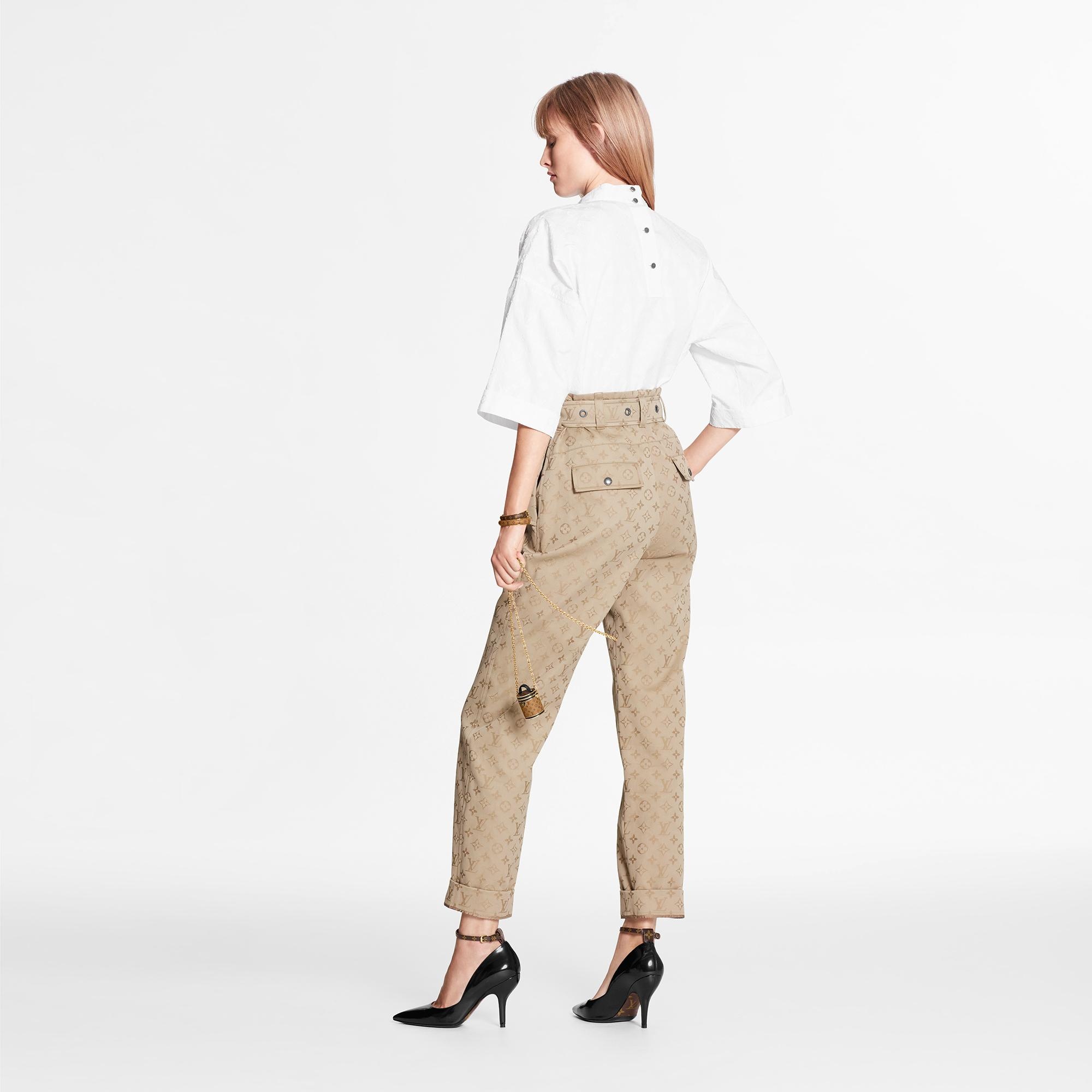 High-Waisted Carrot Pants in Monogram Jacquard  - 4